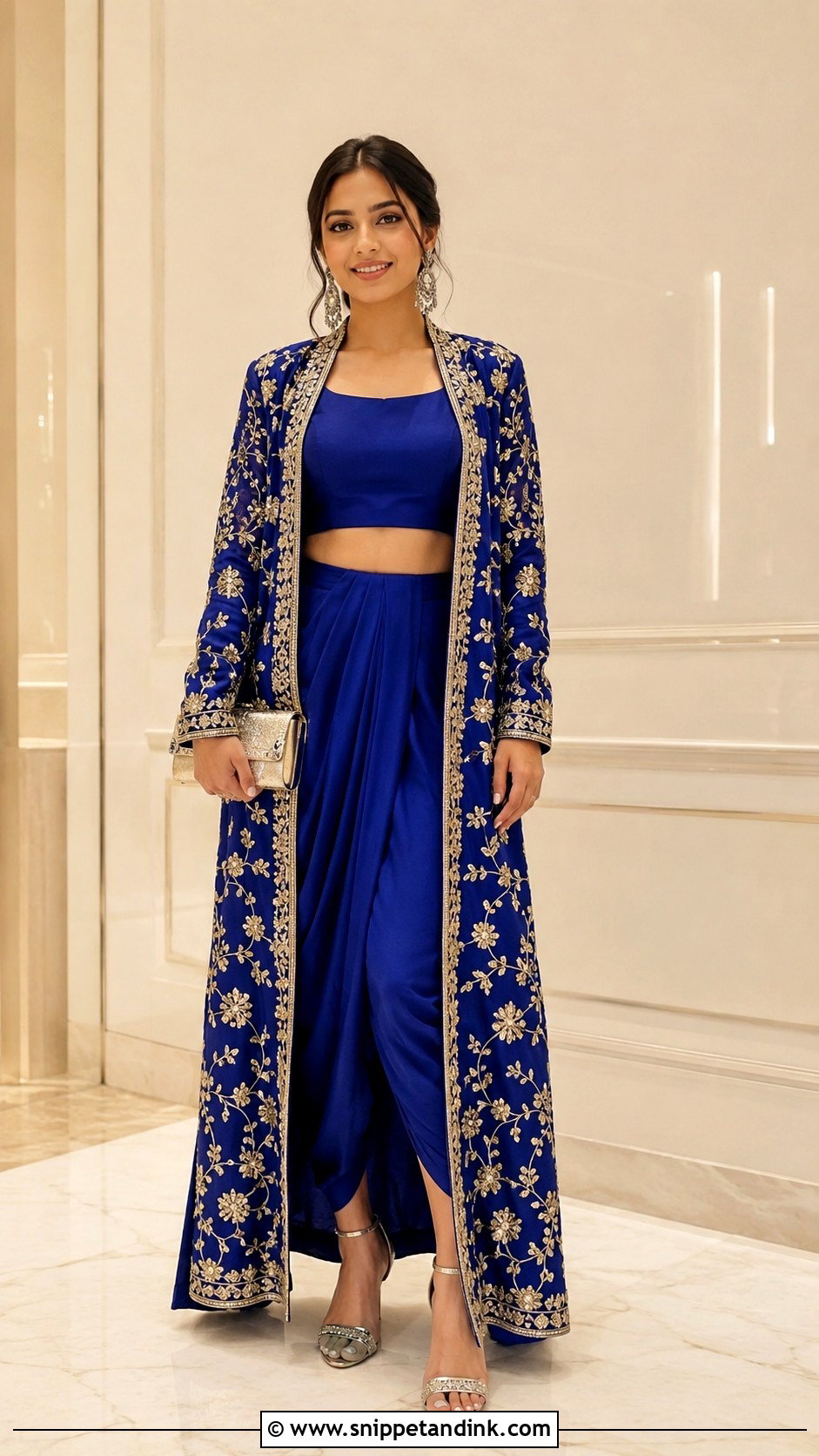 Blue Indo Western Mehendi Outfit - Snippet and Ink - 35 Mehendi Outfits