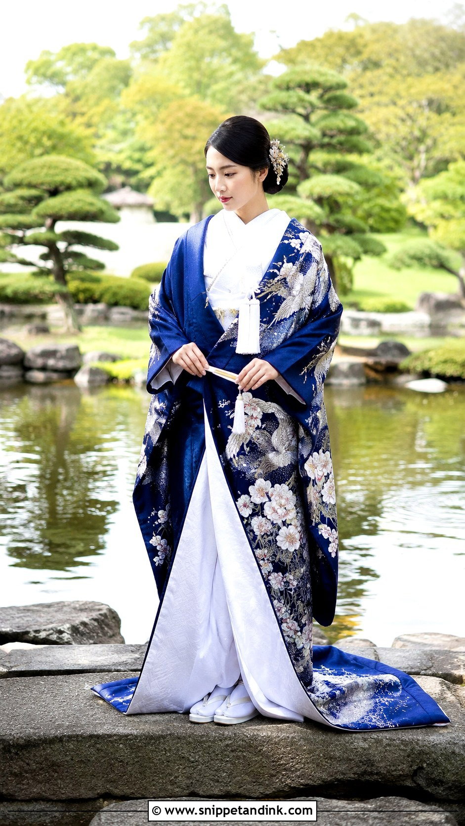 Blue Iro Uchikake Wedding Kimono - Snippet and Ink - 25 Traditional Japanese Wedding Dress Ideas
