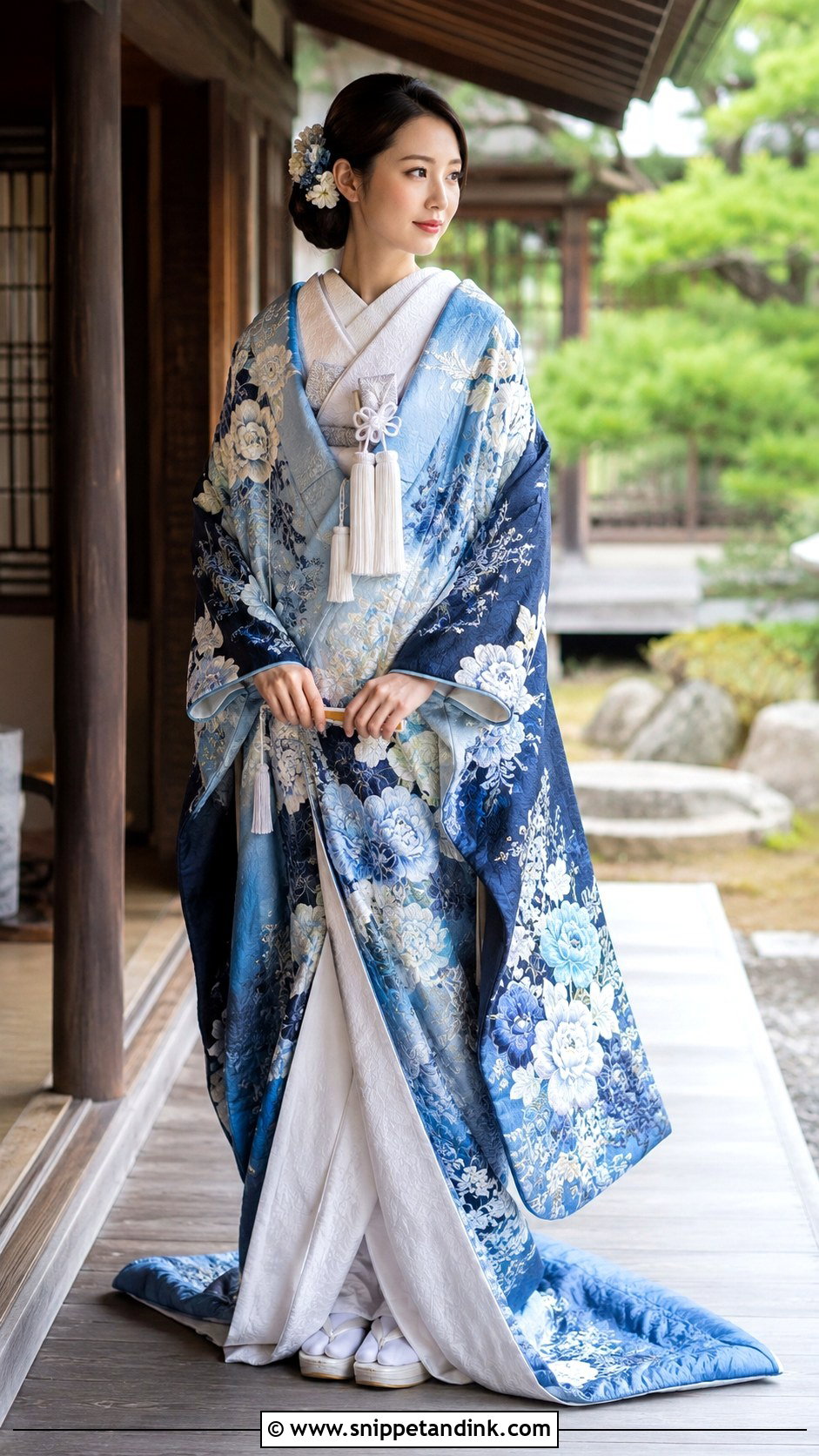 Blue Iro Uchikake Wedding Kimono - Snippet and Ink - 30 Japanese Wedding Dress Ideas