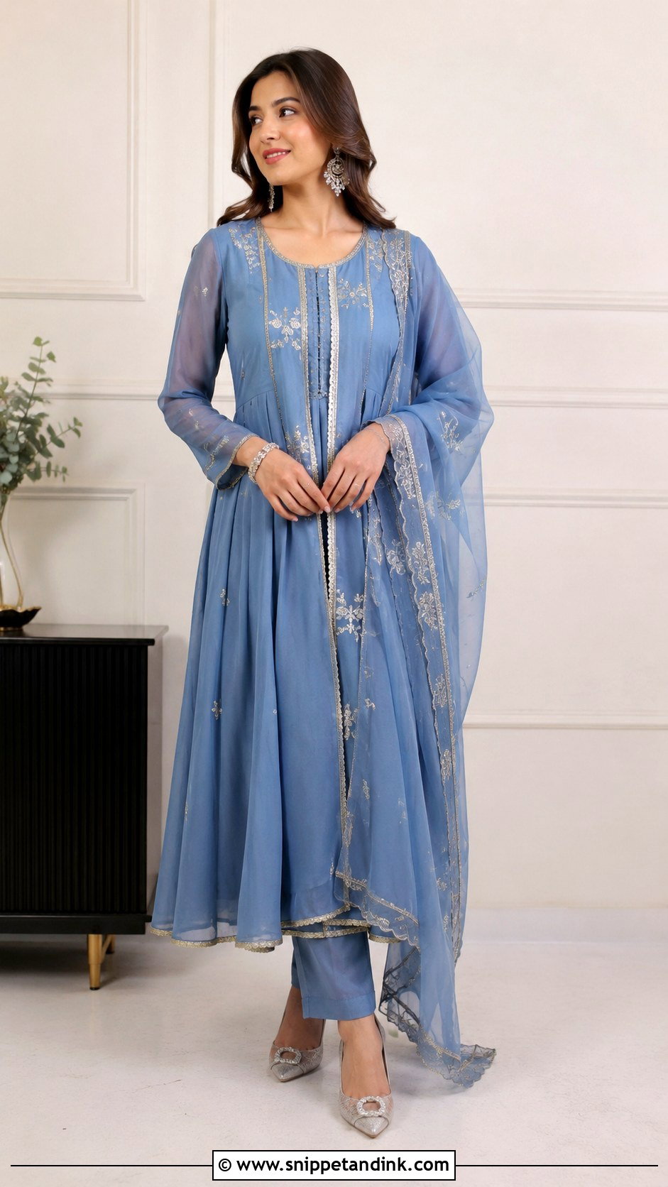 Blue Kaliyan Wala Frock Suit With Straight Pants - Snippet and Ink - 25 Kaliyan Wala Frock Suit Ideas