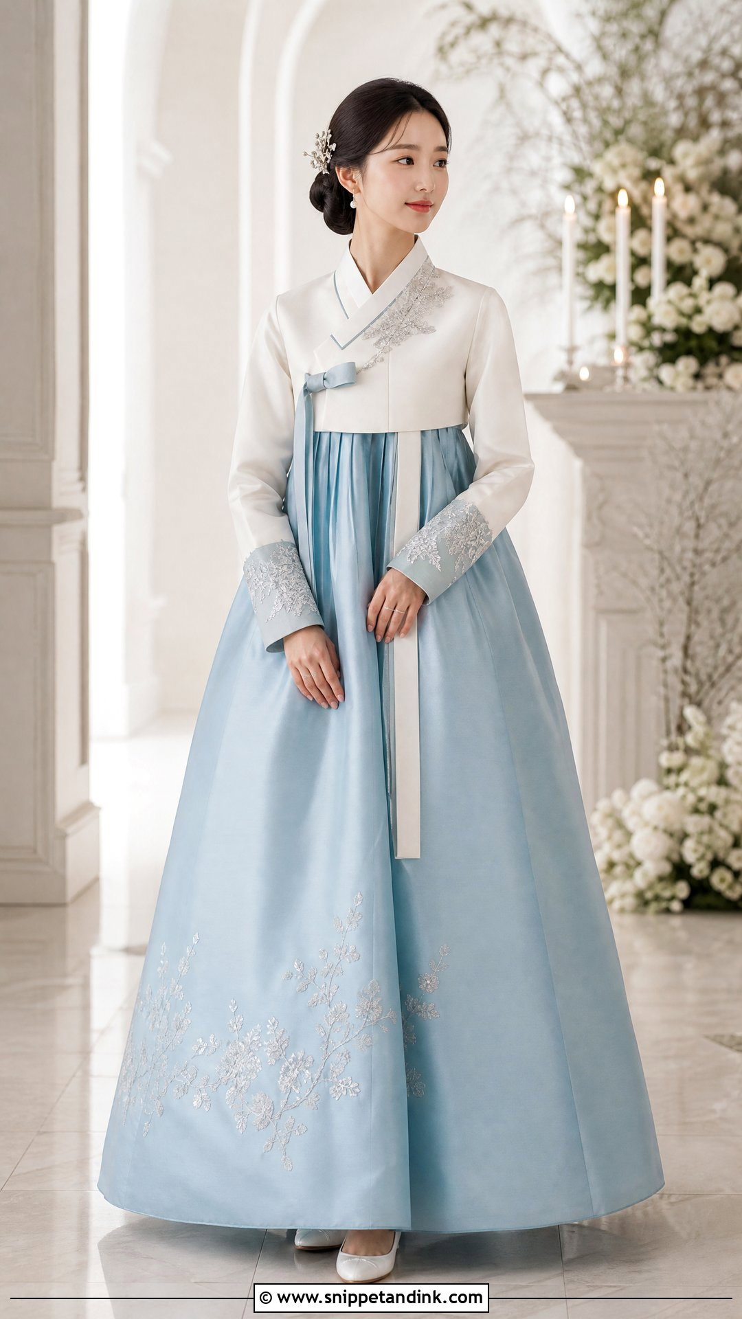 Blue Korean Hanbok Wedding Dress Gown - Snippet and Ink - 25 Korean Wedding Dress Gowns
