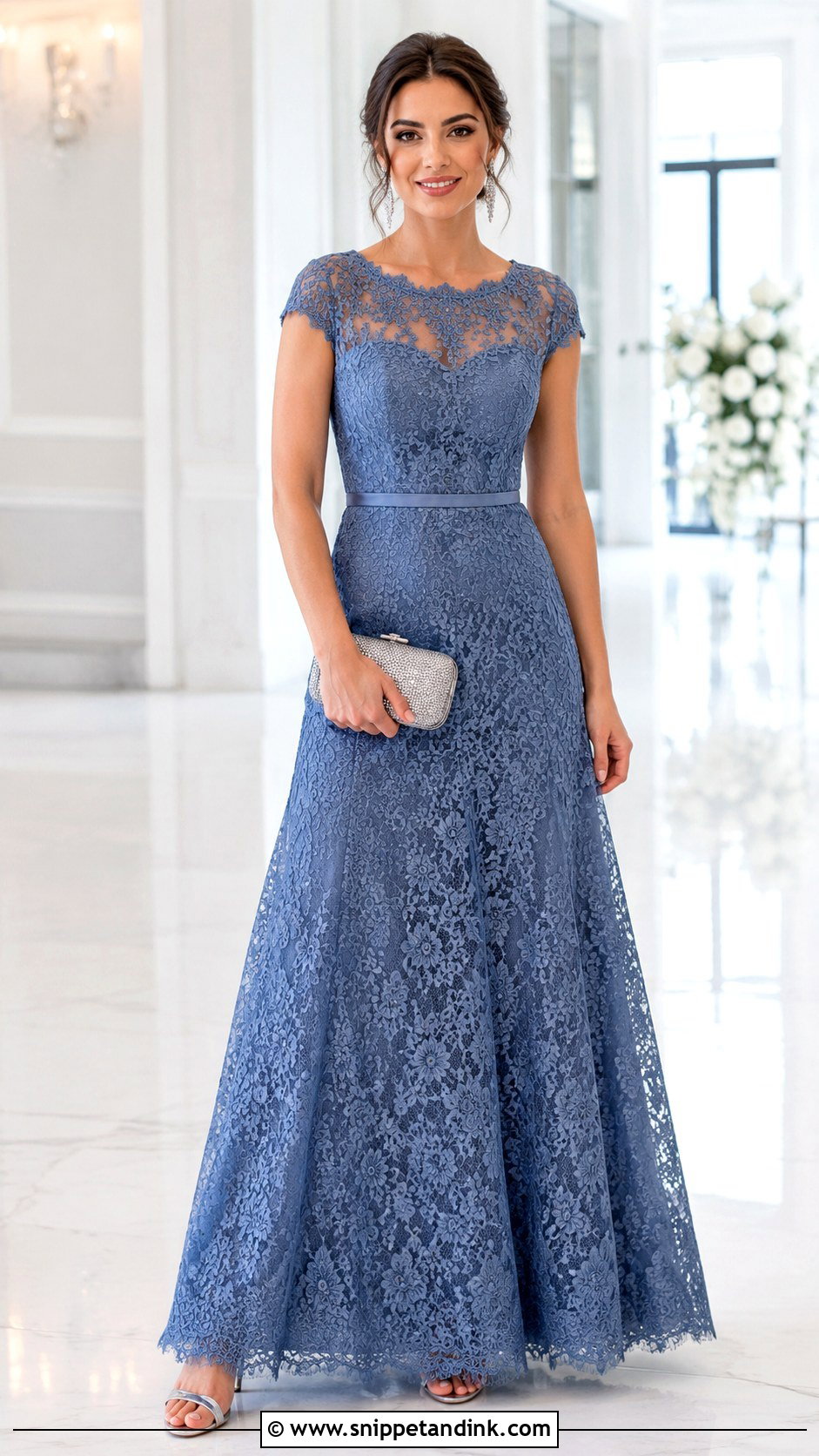 Blue Lace Gown With Silver Sandals - Snippet and Ink - 25 Latest Style for Lace Gown Ideas