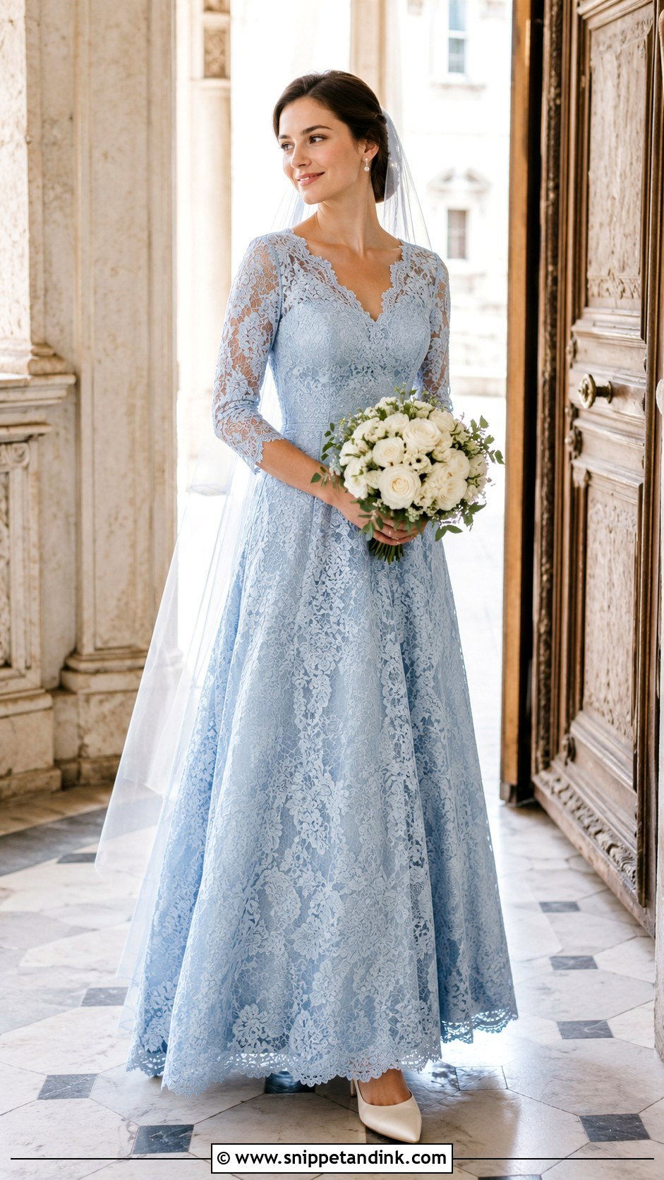 Blue Lace Wedding Dress - Snippet and Ink - 25 Blue Wedding Dresses