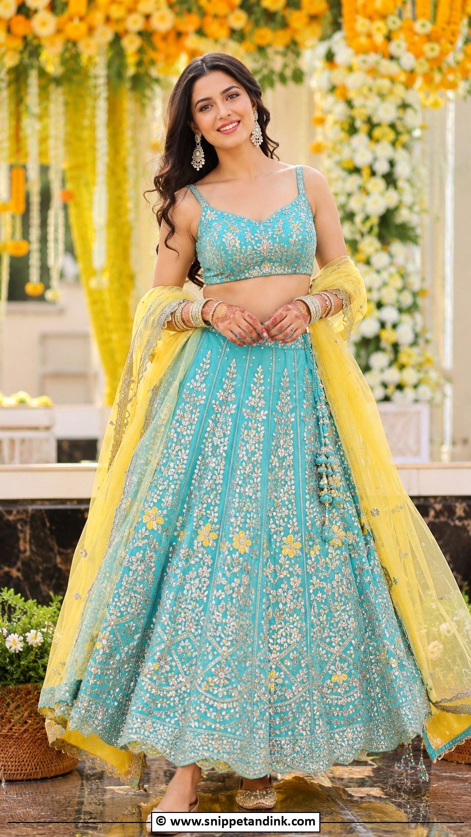 Blue Lehenga Mehndi Outfit - Snippet and Ink - 30 Mehandi Dresses Mehndi Outfit