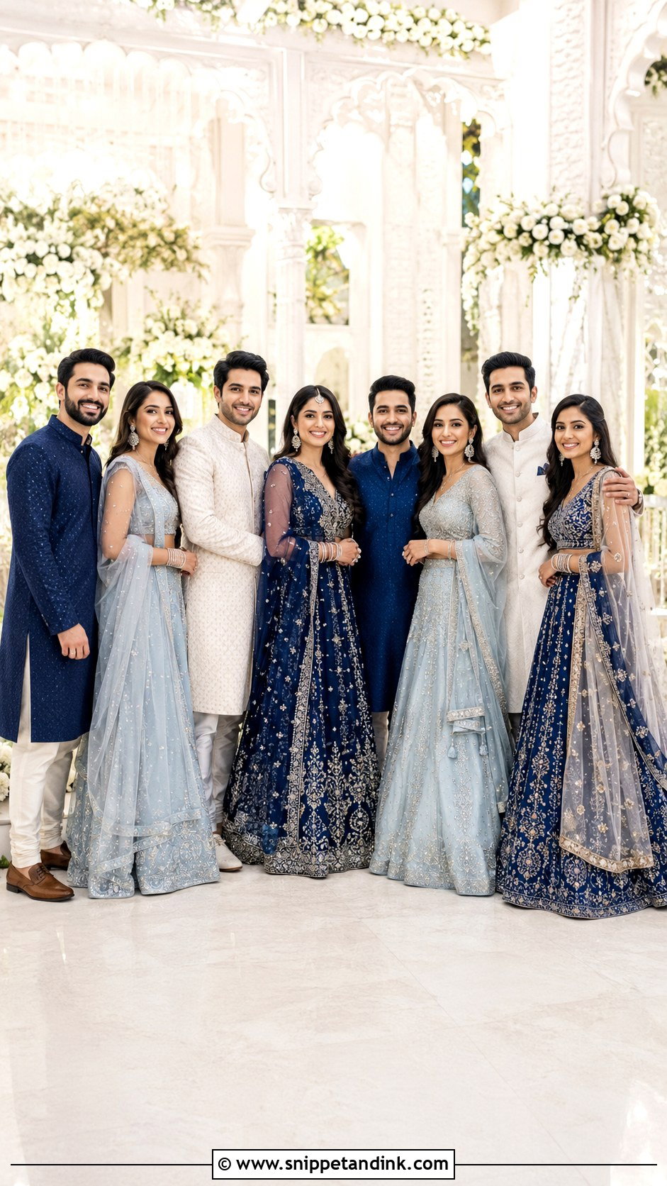 Blue Lehenga Outfits With Coordinated Kurta Sets - Snippet and Ink - 20 Blue Wedding Party Attire Ideas