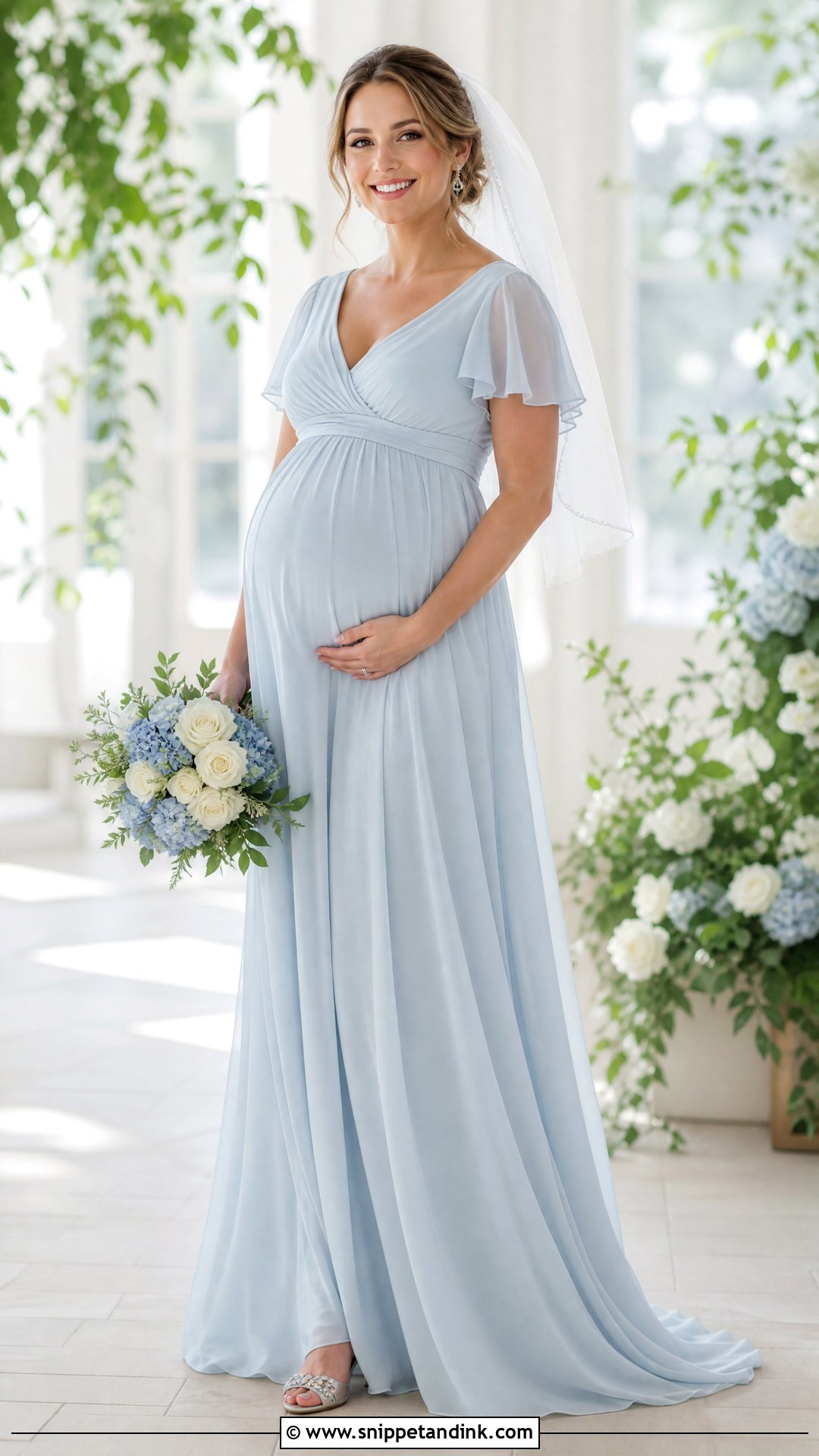 Blue Maternity Empire Waist Bridal Dress - Snippet and Ink - 25 Blue Bridal Dress Ideas