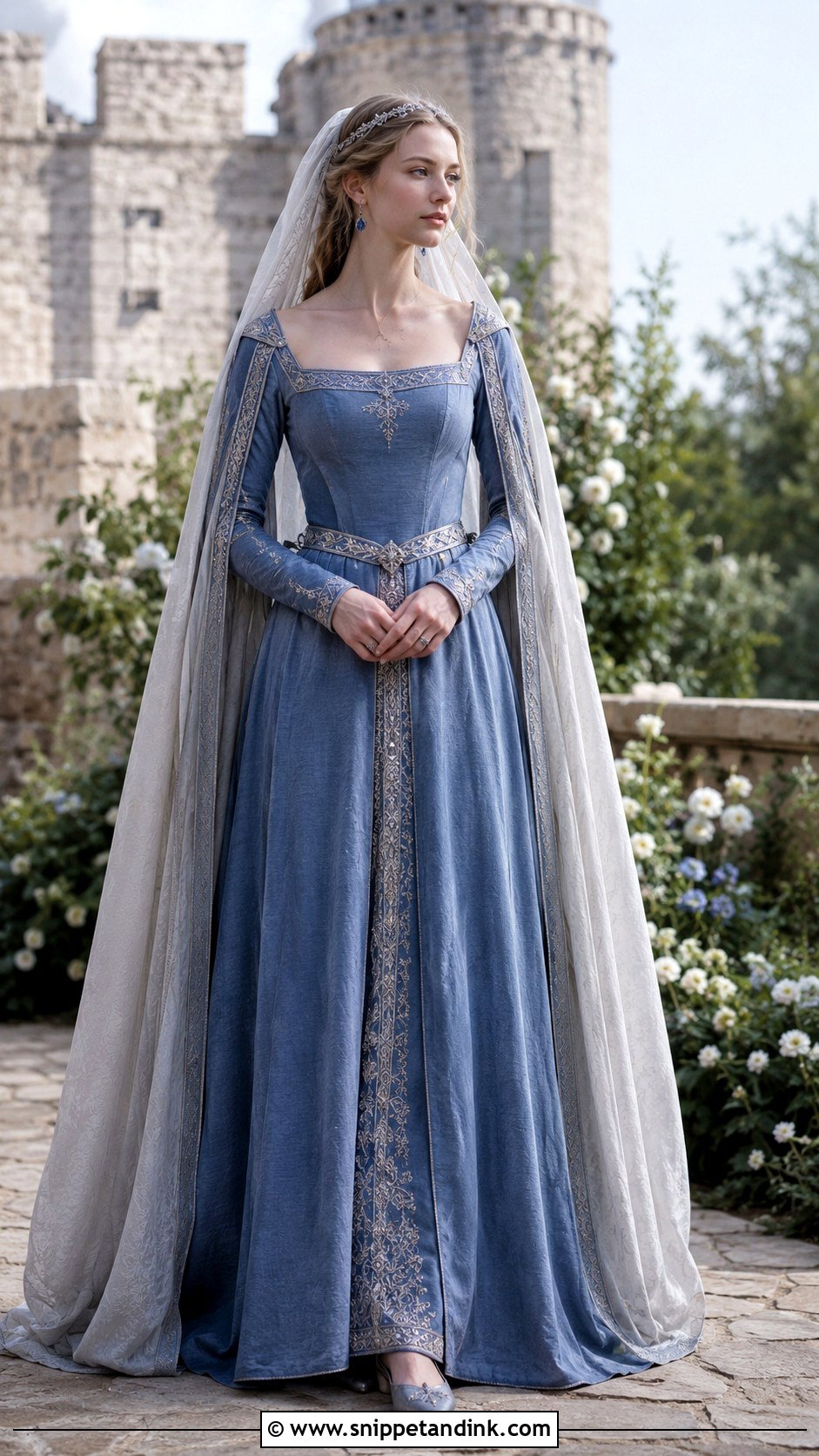 Blue Medieval Wedding Dress - Snippet and Ink - 20 Medieval Wedding Dresses