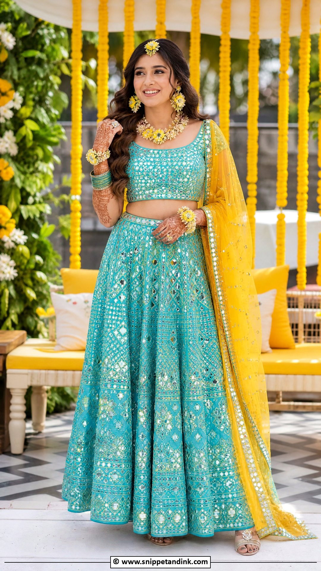 Blue Mehndi Dress For Bride - Snippet and Ink - 35 Mehndi Dress for Bride Ideas