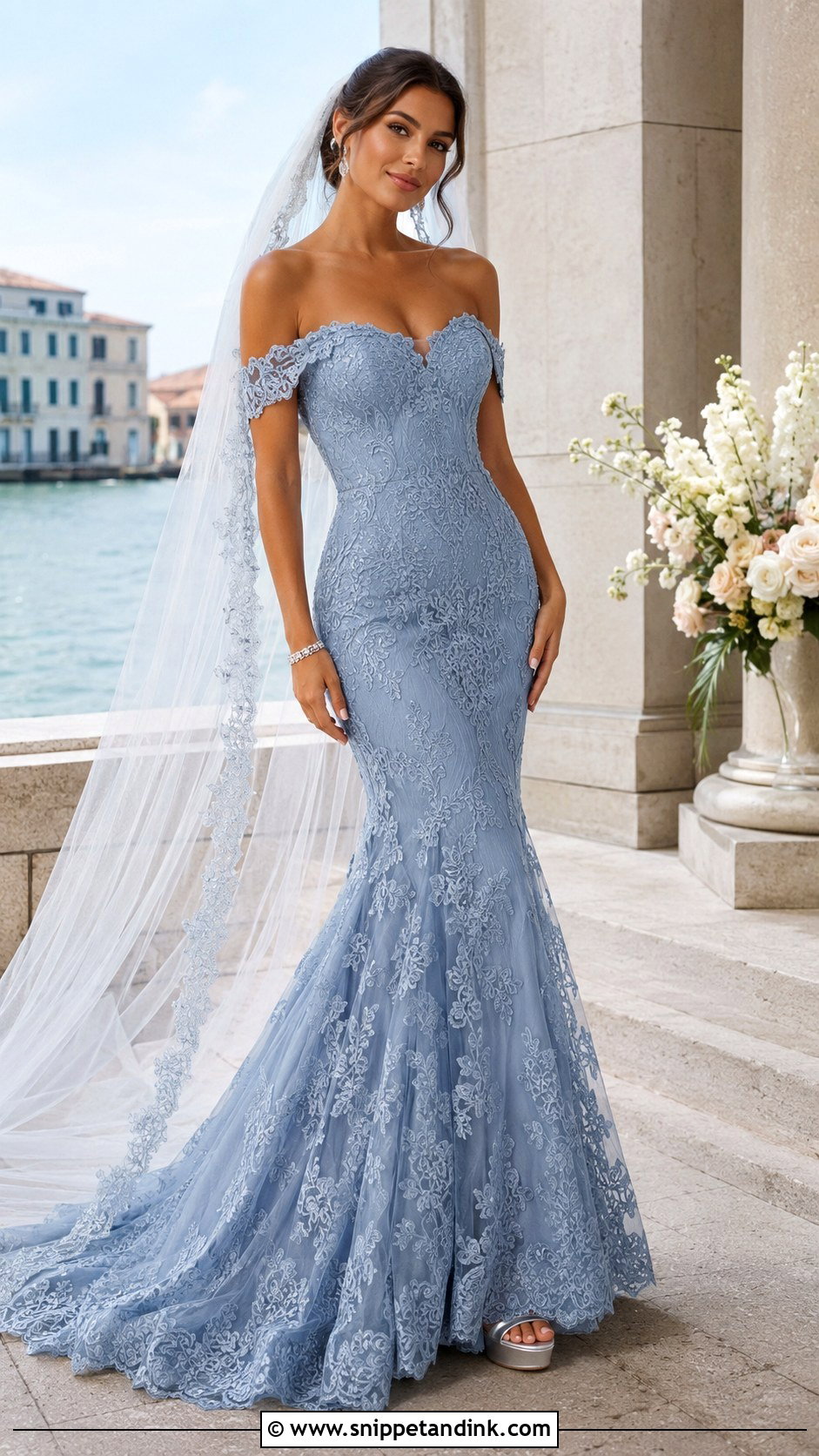 Blue Mermaid Bridal Gown - Snippet and Ink - 20 Blue Bridal Gown Ideas