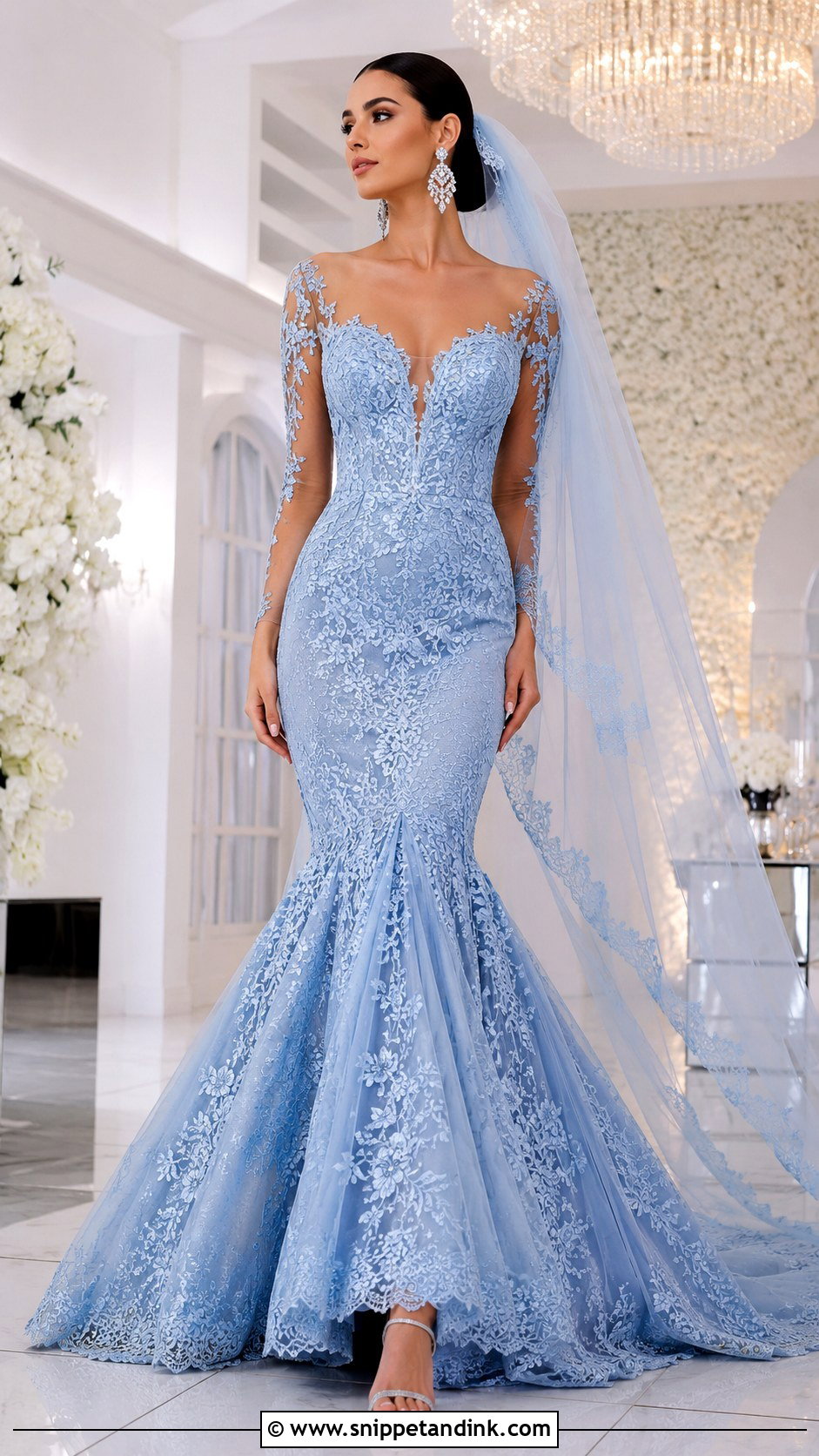 Blue Mermaid Wedding Dress - Snippet and Ink - 25 Blue Wedding Gowns