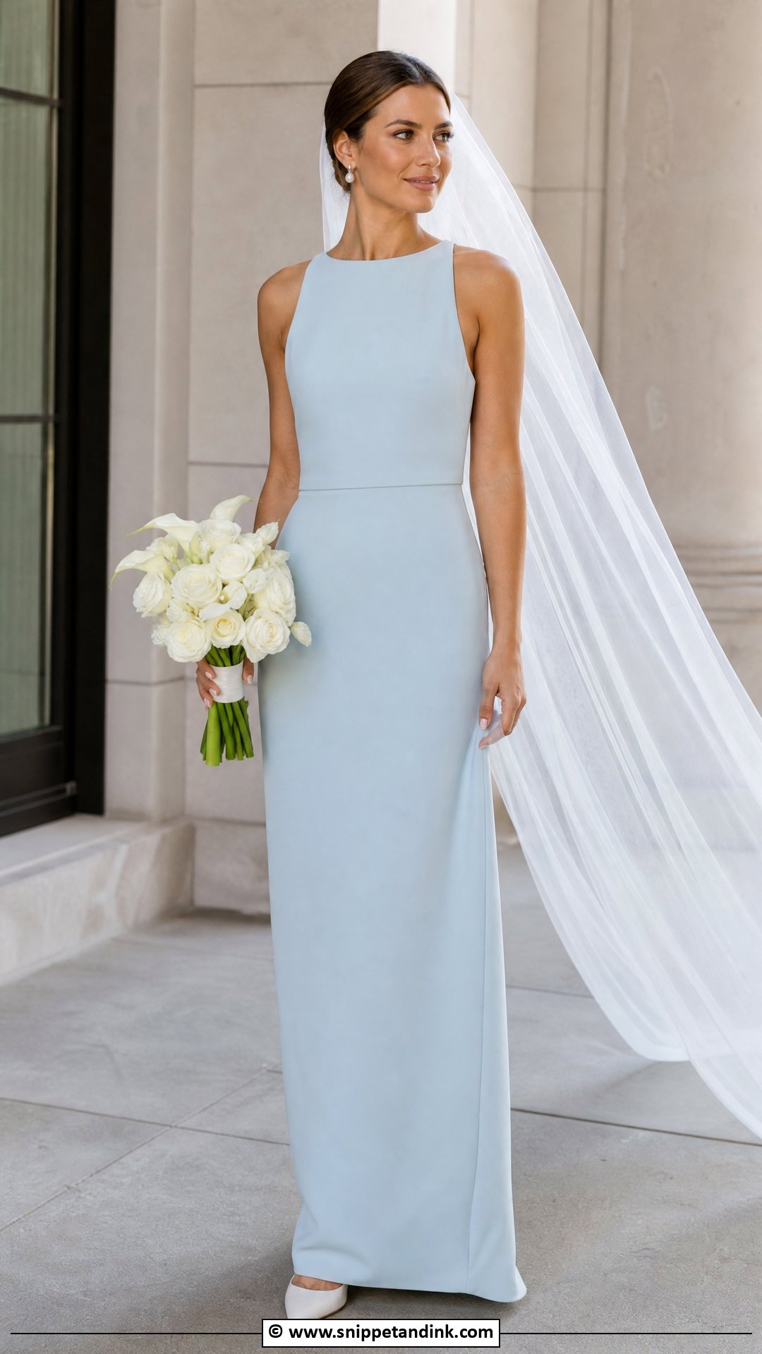 Blue Minimal Wedding Dress - Snippet and Ink - 35 Blue Wedding Dress Ideas