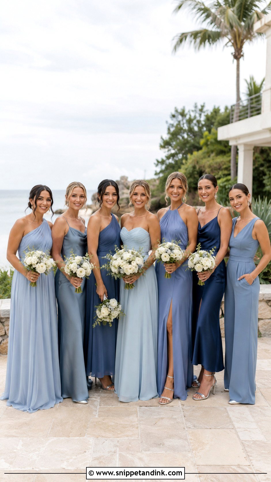 Blue Mismatched Bridal Party - Snippet and Ink - 20 Mismatched Bridal Party Ideas