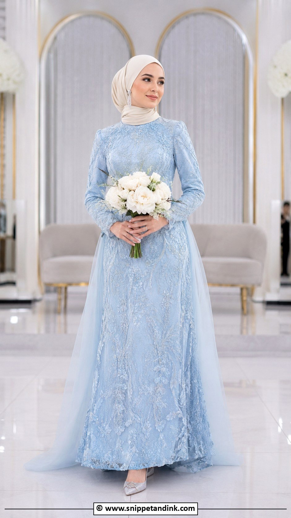 Blue Muslim Wedding Gown - Snippet and Ink - 30 Muslim Wedding Gown Ideas