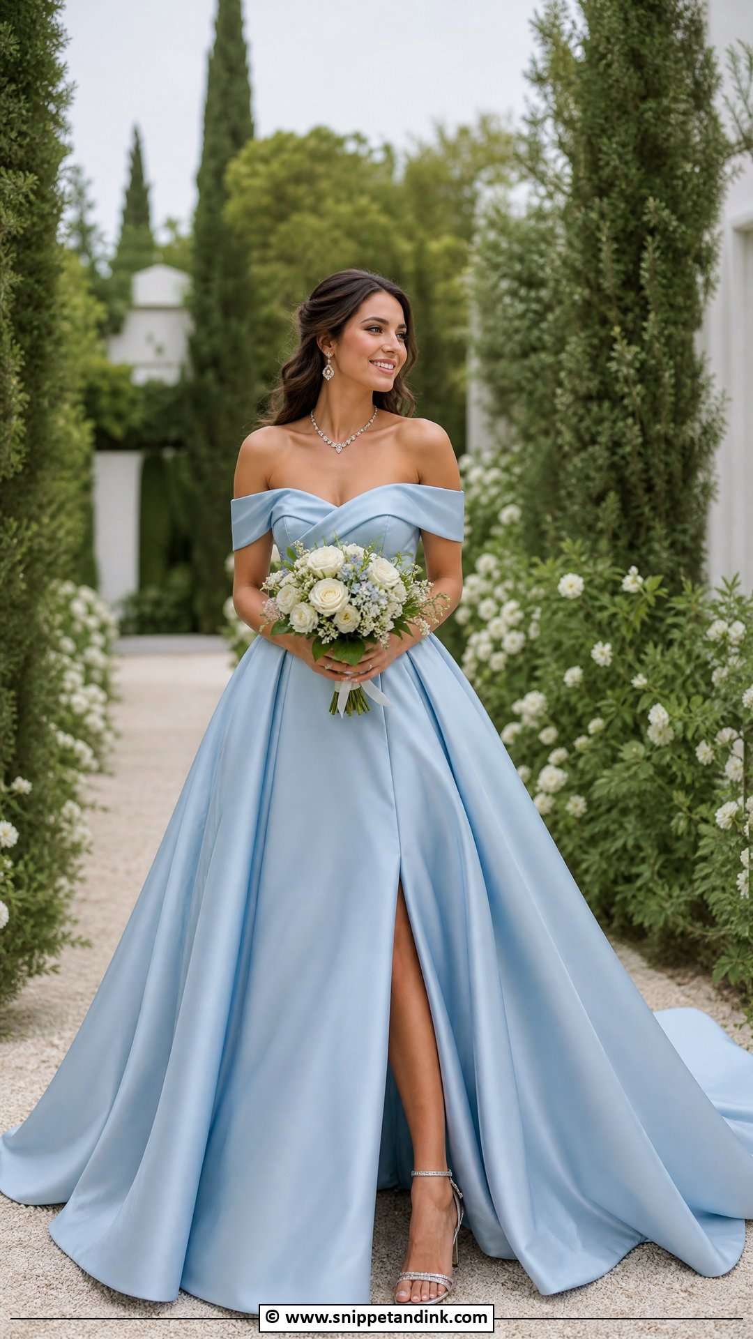 Blue Off Shoulder Wedding Dress - Snippet and Ink - 35 Blue Wedding Dress Ideas