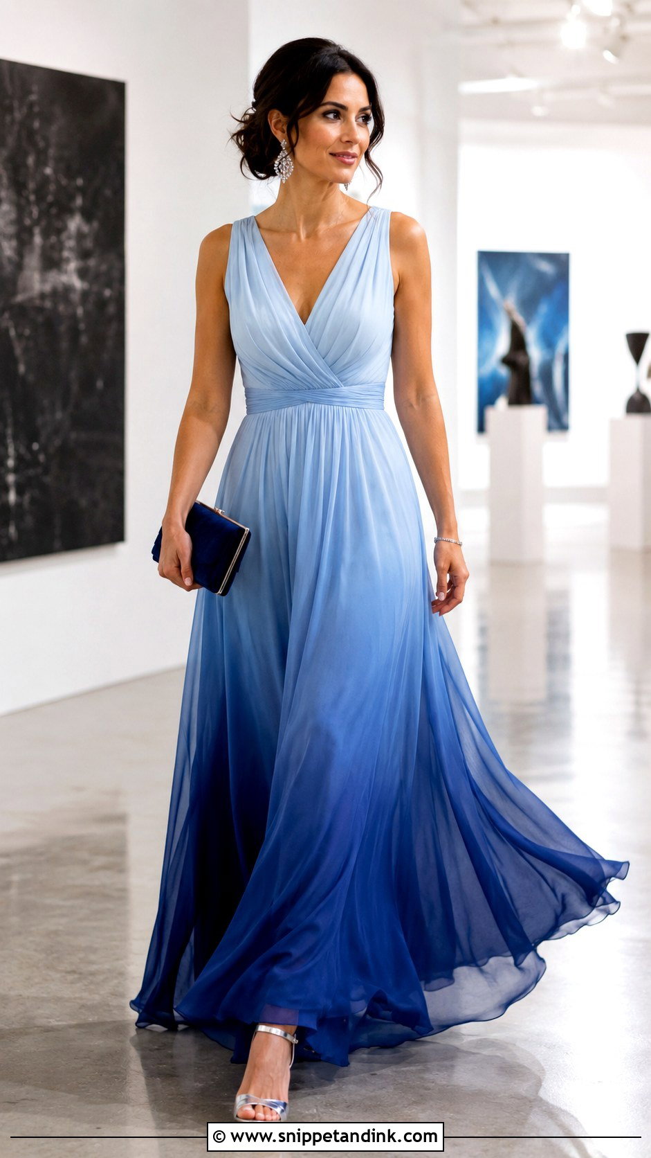 Blue Ombre Chiffon Gown - Snippet and Ink - 20 Blue Gown Ideas