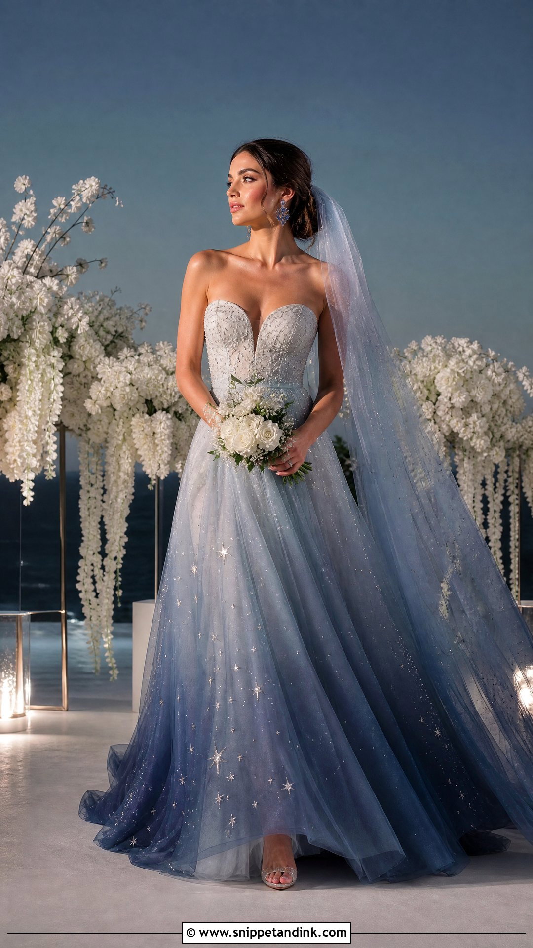 Blue Ombre Starry Wedding Dress - Snippet and Ink - 20 Starry Wedding Dress Ideas