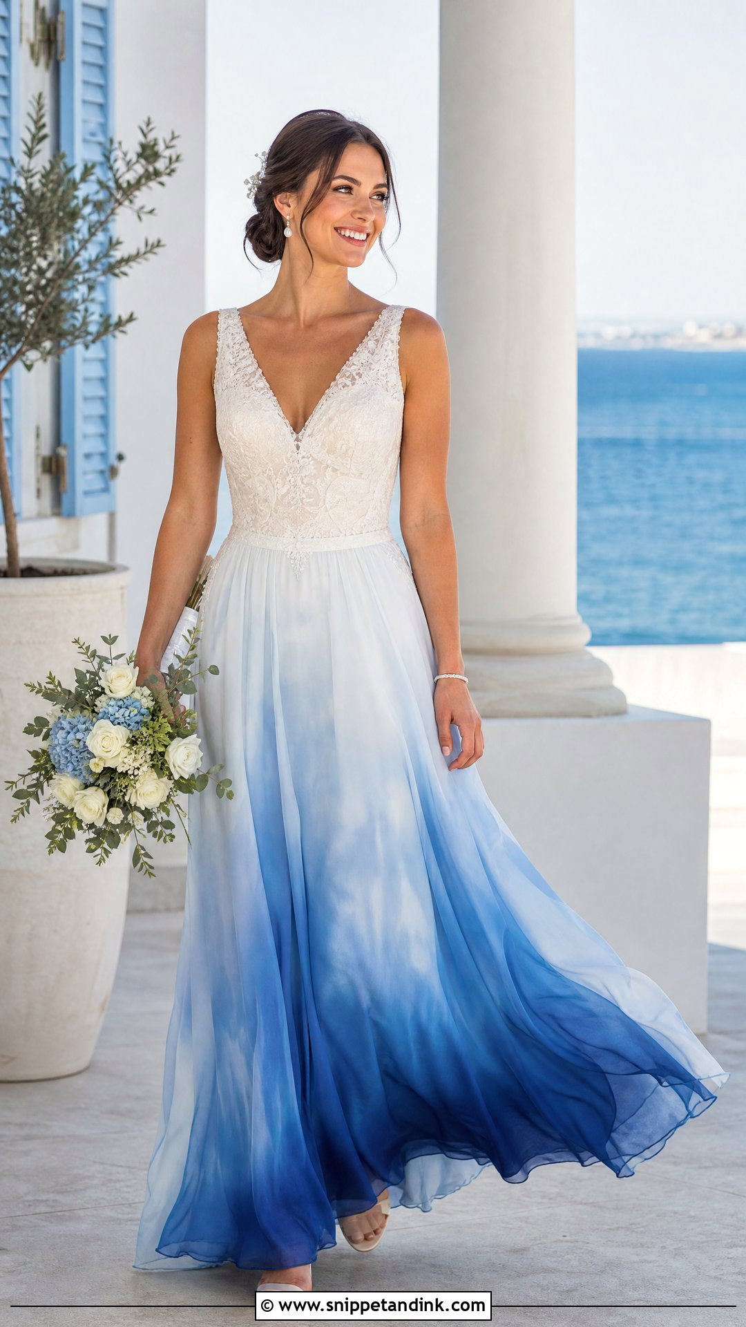 Blue Ombre Tie Dye Wedding Dress - Snippet and Ink - 20 Tie Dye Wedding Dress Ideas