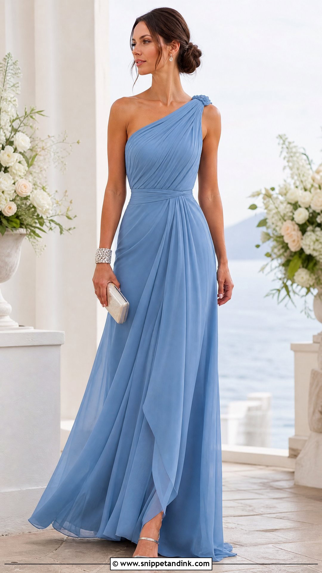 Blue One Shoulder Bridal Gown - Snippet and Ink - 20 Blue Bride Ideas