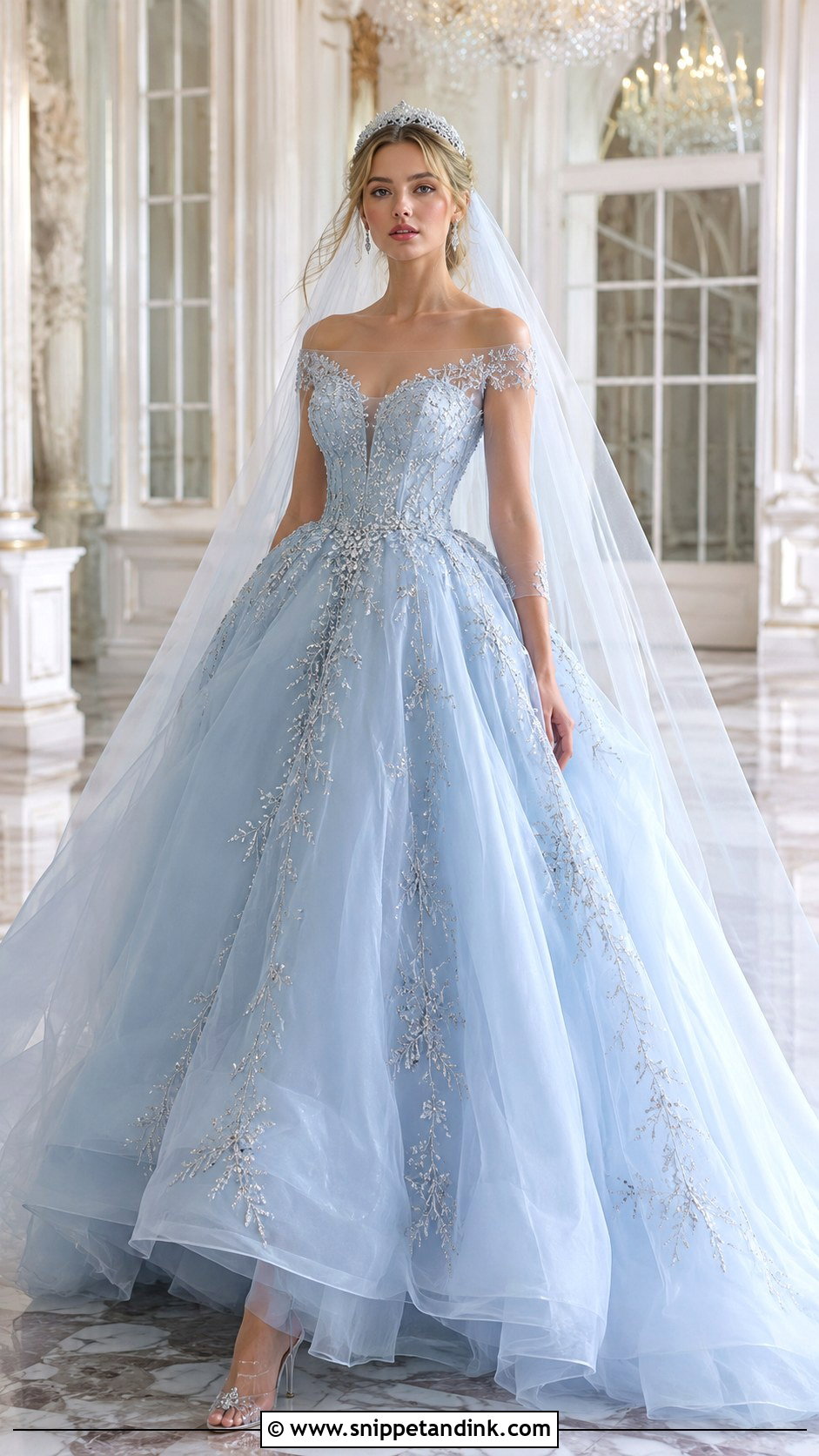 Blue Organza Cinderella Wedding Dress - Snippet and Ink - 20 Cinderella Dress Wedding Ideas