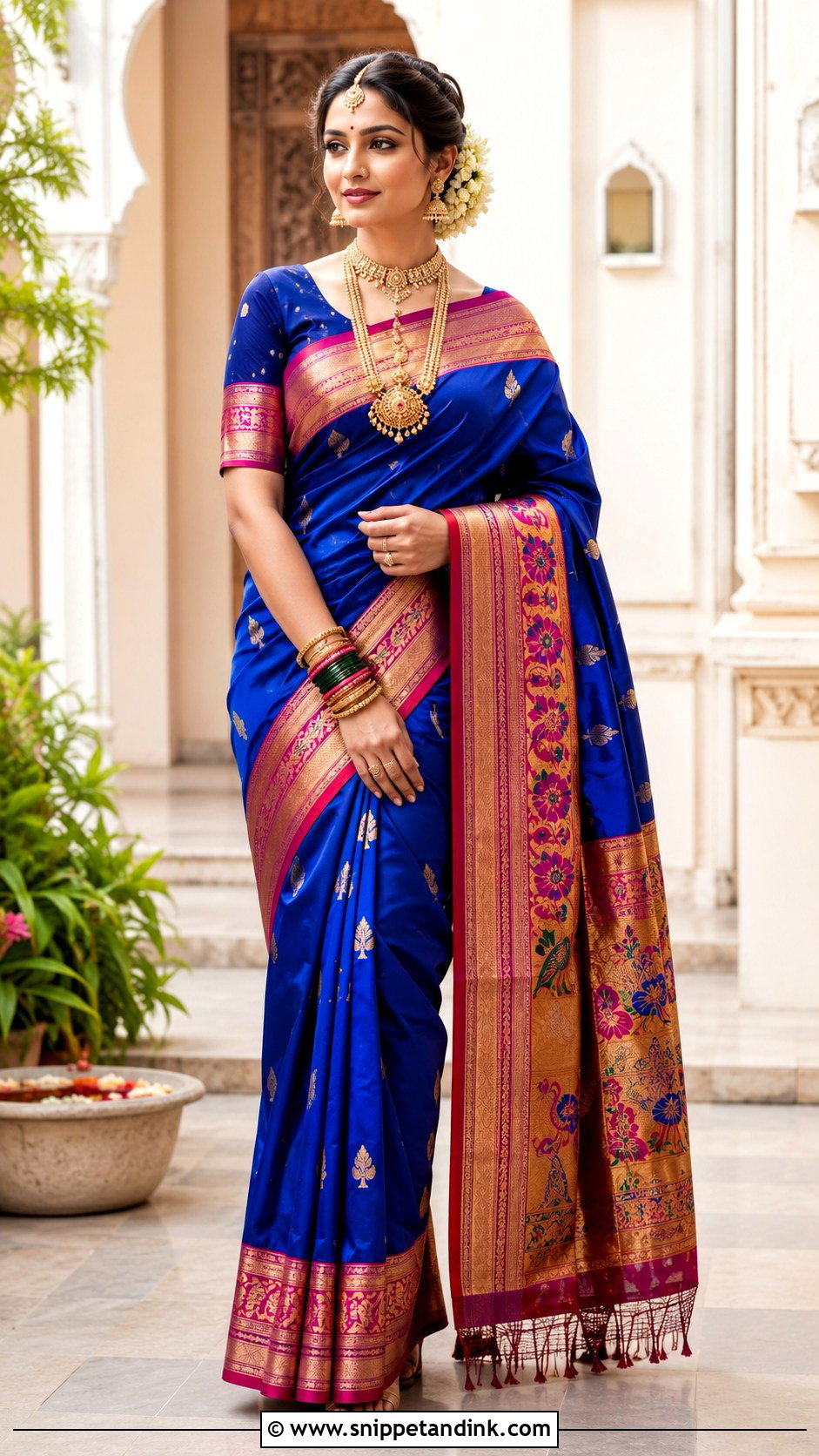 Blue Paithani Saree Grahshanti Outfit - Snippet and Ink - 20 Grahshanti Outfit for Bridal Ideas