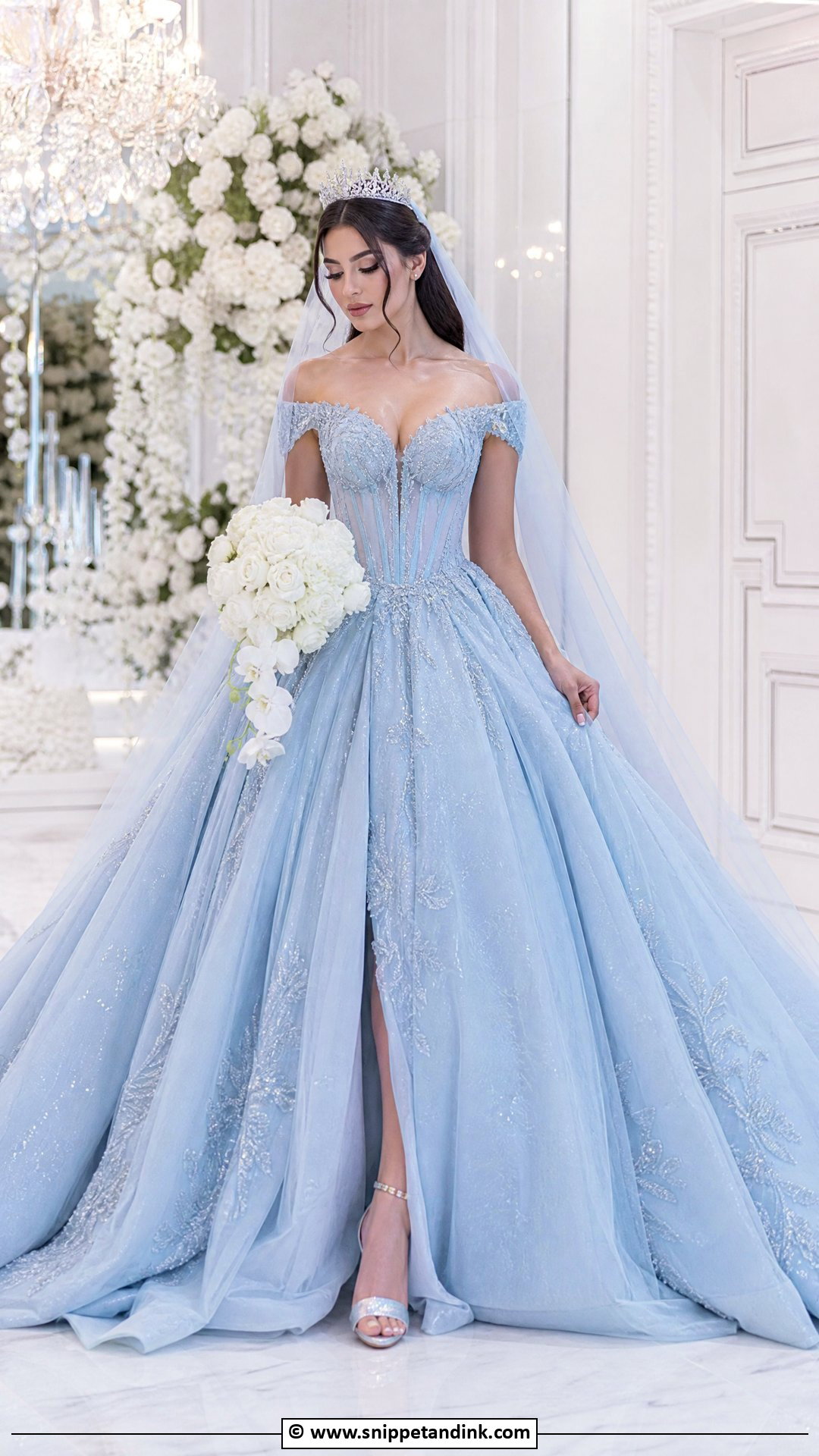 Blue Princess Wedding Dress - Snippet and Ink - 35 Blue Wedding Dress Ideas