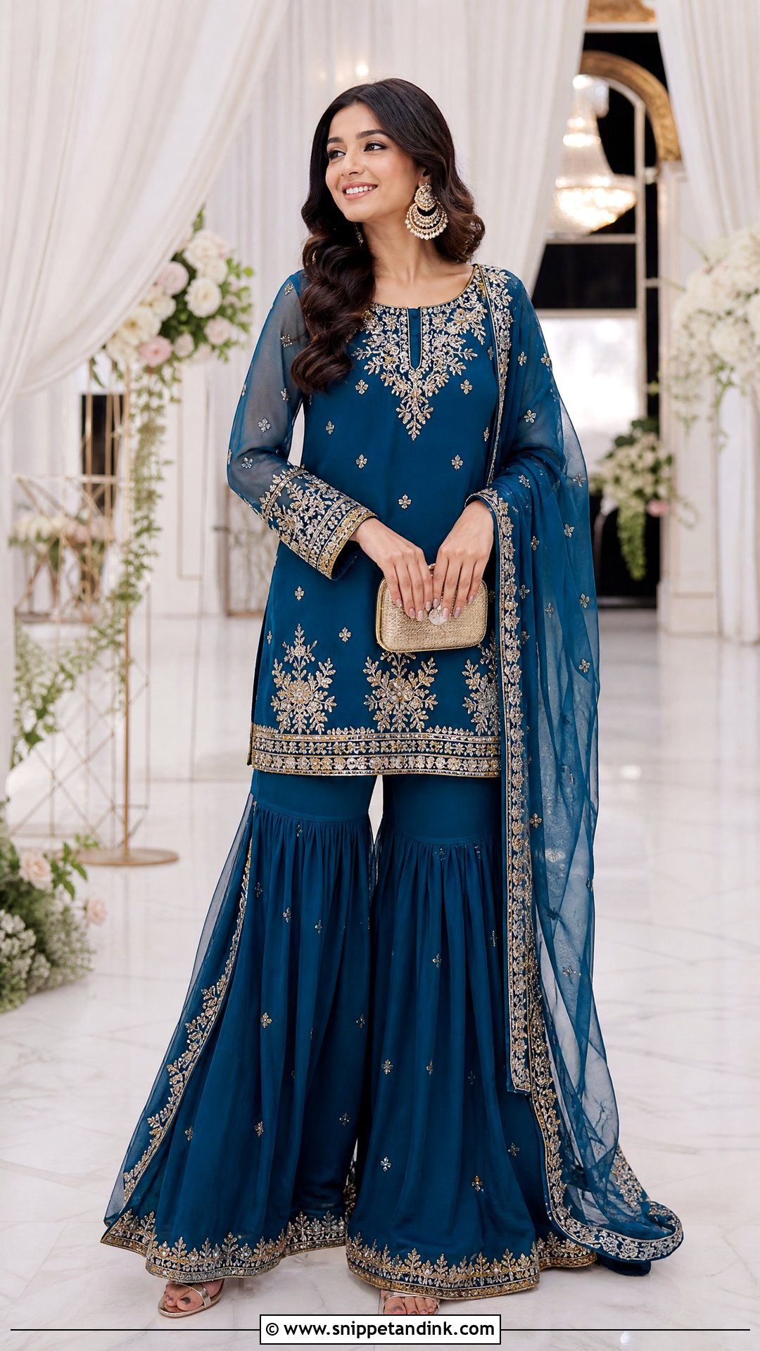 Blue Punjabi Gharara Suit For Wedding - Snippet and Ink - 25 Trending Punjabi Suits for Wedding
