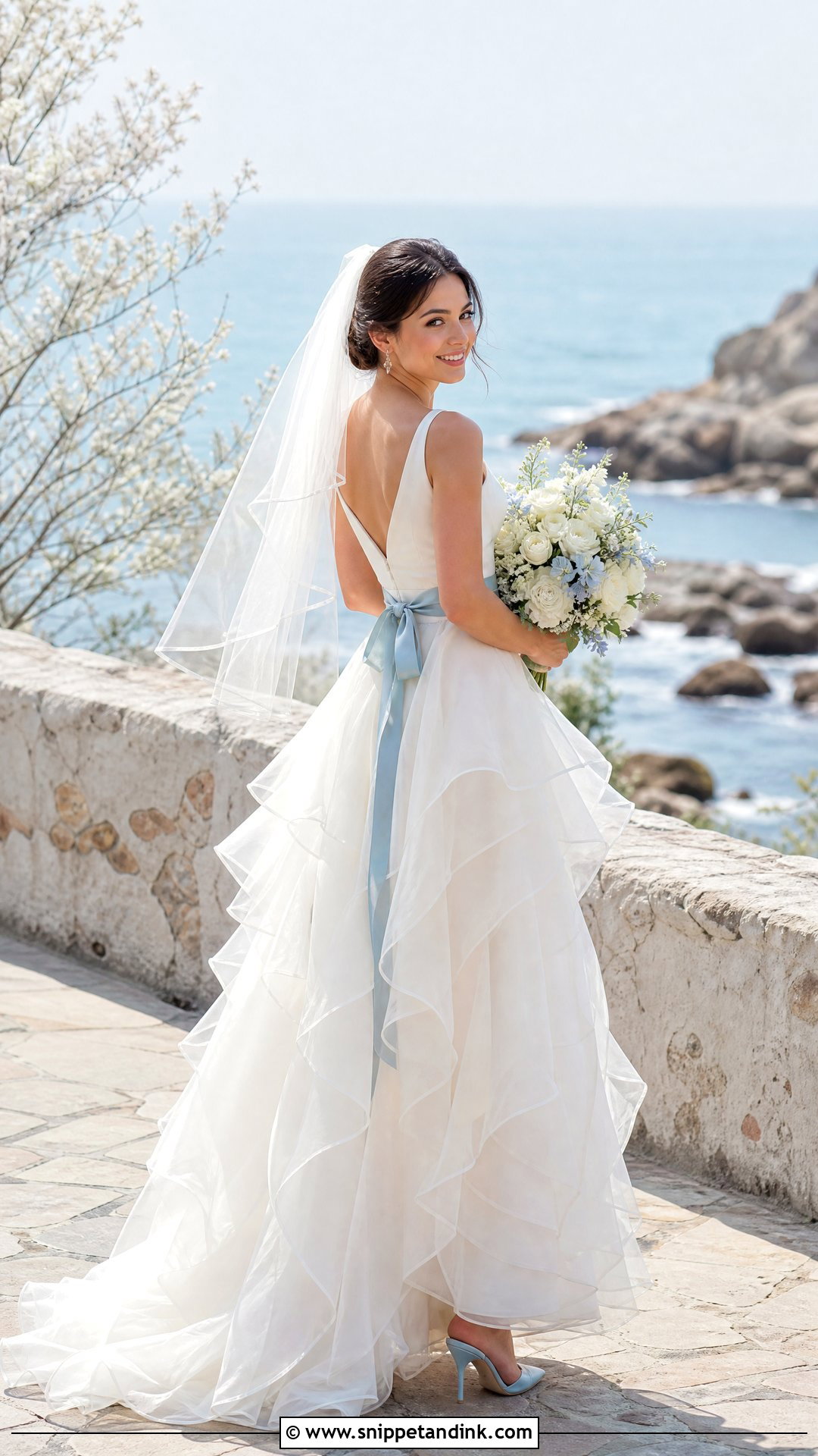 Blue Ribbon Wedding Dress - Snippet and Ink - 20 Ribbon Wedding Dress Ideas