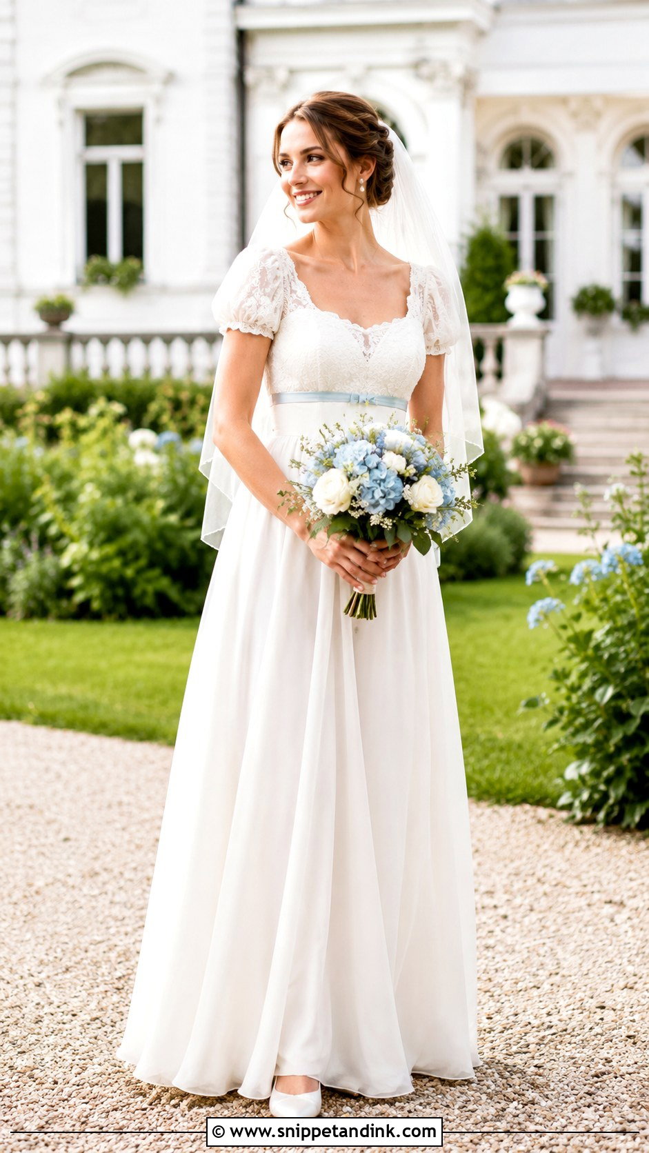Blue Ribbon Wedding Dress - Snippet and Ink - 20 Francesca Bridgerton Wedding Dress Ideas