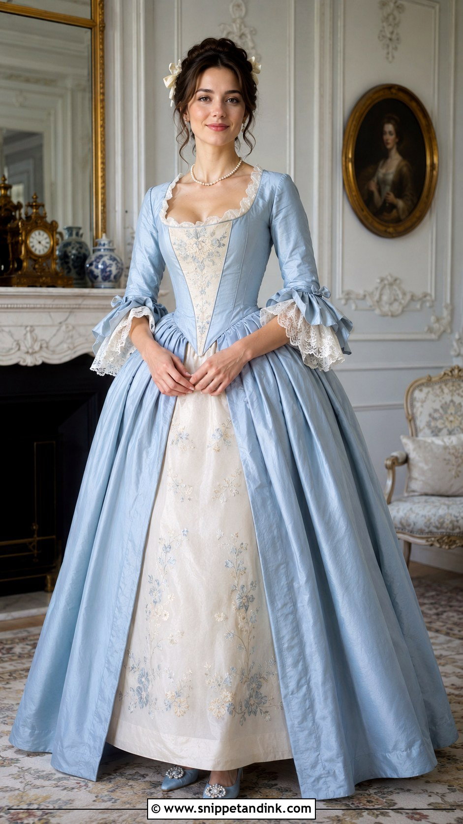 Blue Robe La Anglaise Wedding Dress - Snippet and Ink - 20 18th Century Wedding Dress Ideas