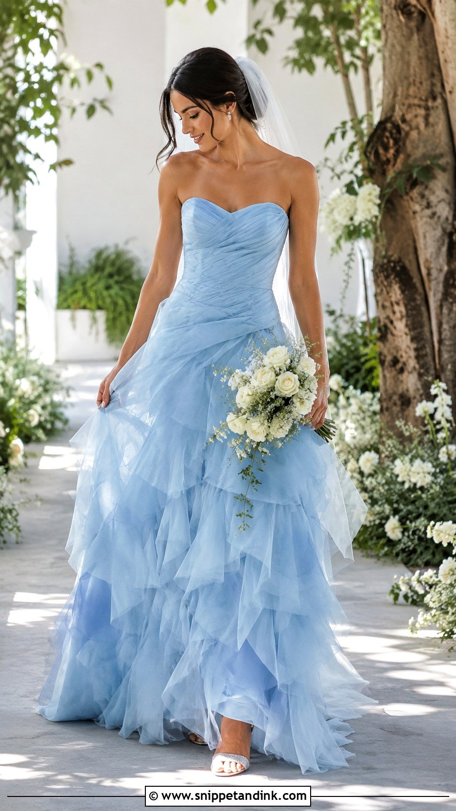 Blue Ruffle Wedding Gown - Snippet and Ink - 25 Blue Wedding Gowns