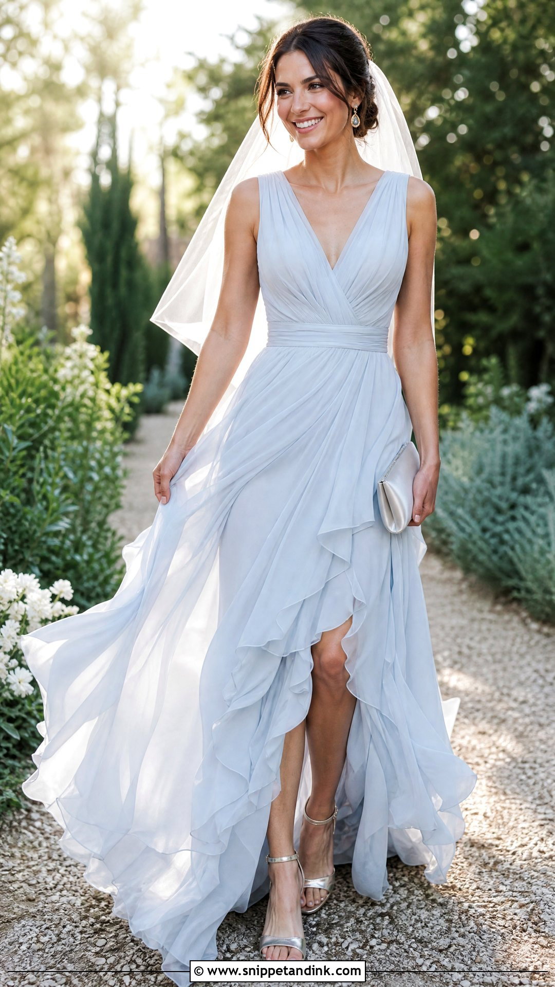 Blue Ruffled Chiffon Bridal Gown - Snippet and Ink - 20 Blue Bride Ideas
