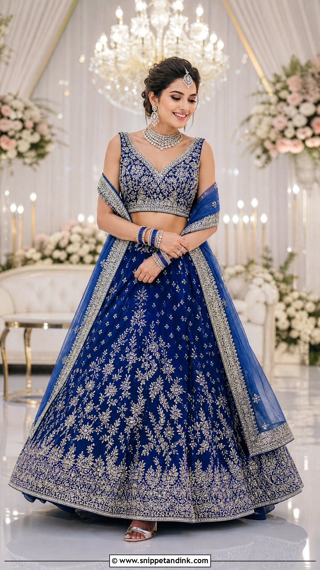 Blue Sangeet Lehenga - Snippet and Ink - 25 Bridal Sangeet Outfit Indian Weddings Ideas