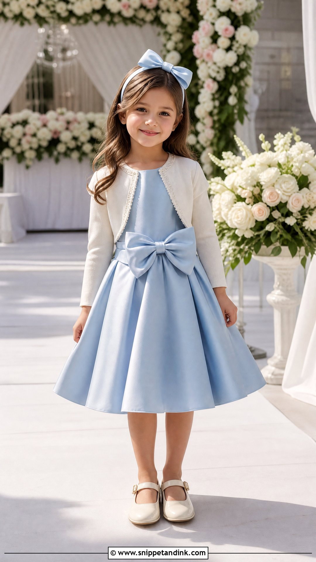 Blue Satin Bow Wedding Outfit - Snippet and Ink - 20 Wedding Outfit for Girls Kids Ideas