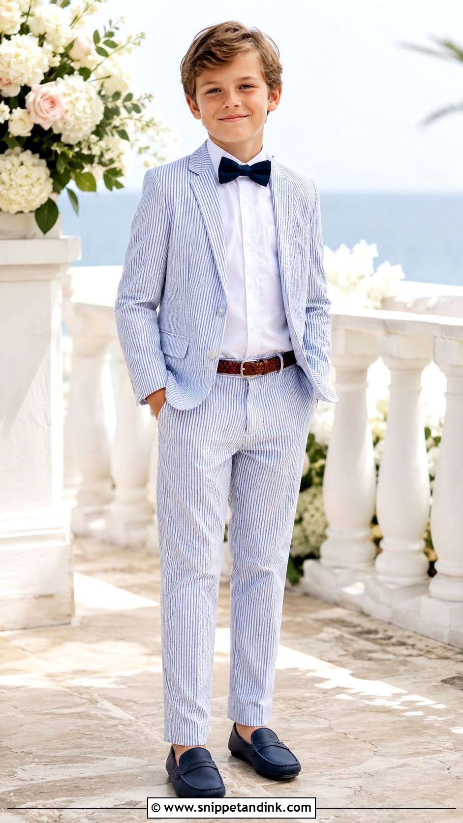 Blue Seersucker Suit Boys Wedding Outfit - Snippet and Ink - 20 Boys Wedding Outfits