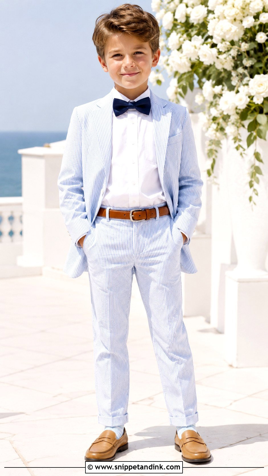 Blue Seersucker Suit Kids Wedding Outfit - Snippet and Ink - 20 Wedding Kids Outfit Ideas