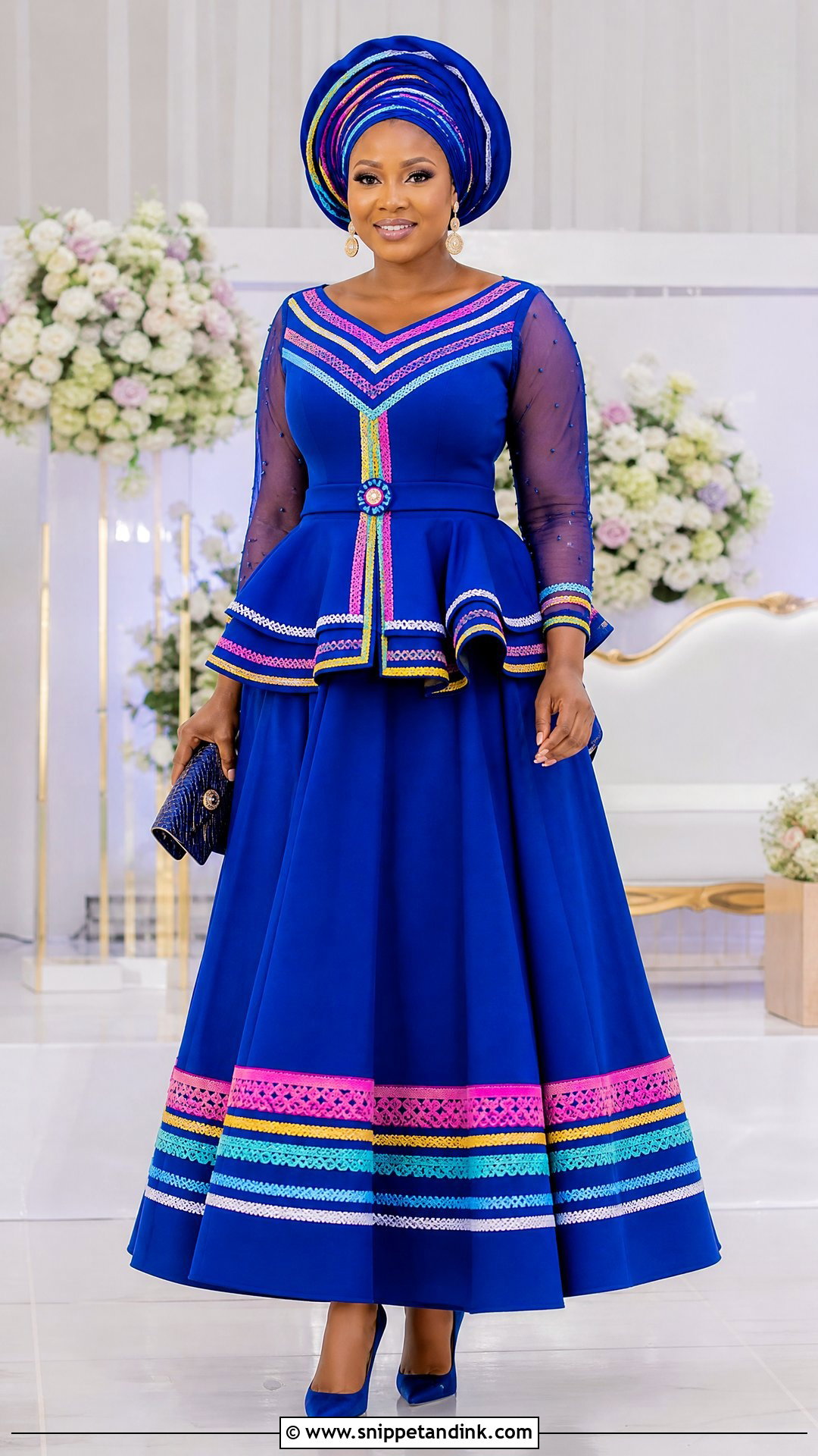 Blue Sepedi Wedding Dress - Snippet and Ink - 20 South African Wedding Dress Ideas