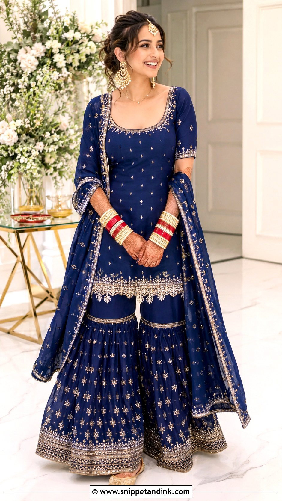 Blue Sharara Bangle Ceremony Outfit - Snippet and Ink - 25 Bangle Ceremony Outfit for Bride Ideas