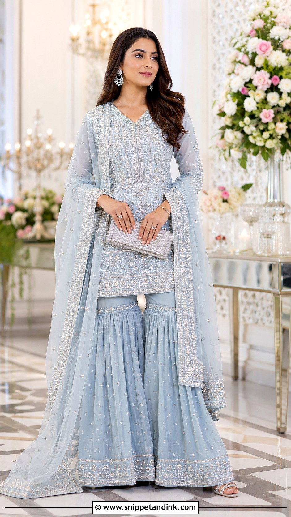 Blue Sharara Set For Engagement - Snippet and Ink - 25 Sharara Set Indian Weddings Ideas