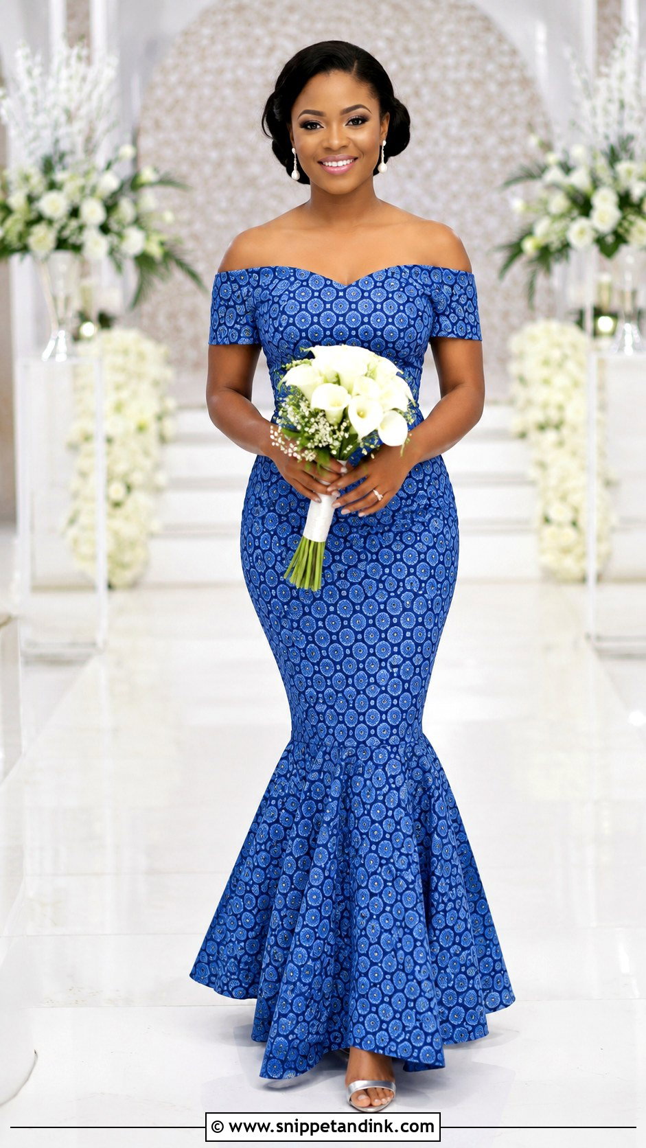Blue Shweshwe Mermaid Wedding Dress - Snippet and Ink - 30 Shweshwe Wedding Dresses