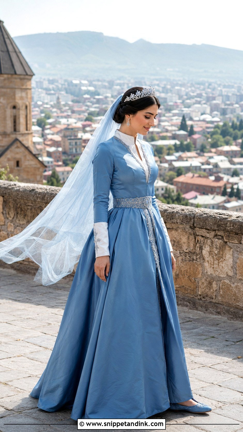 Blue Silk Georgian Wedding Dress - Snippet and Ink - 20 Georgian Traditional Wedding Dress Ideas