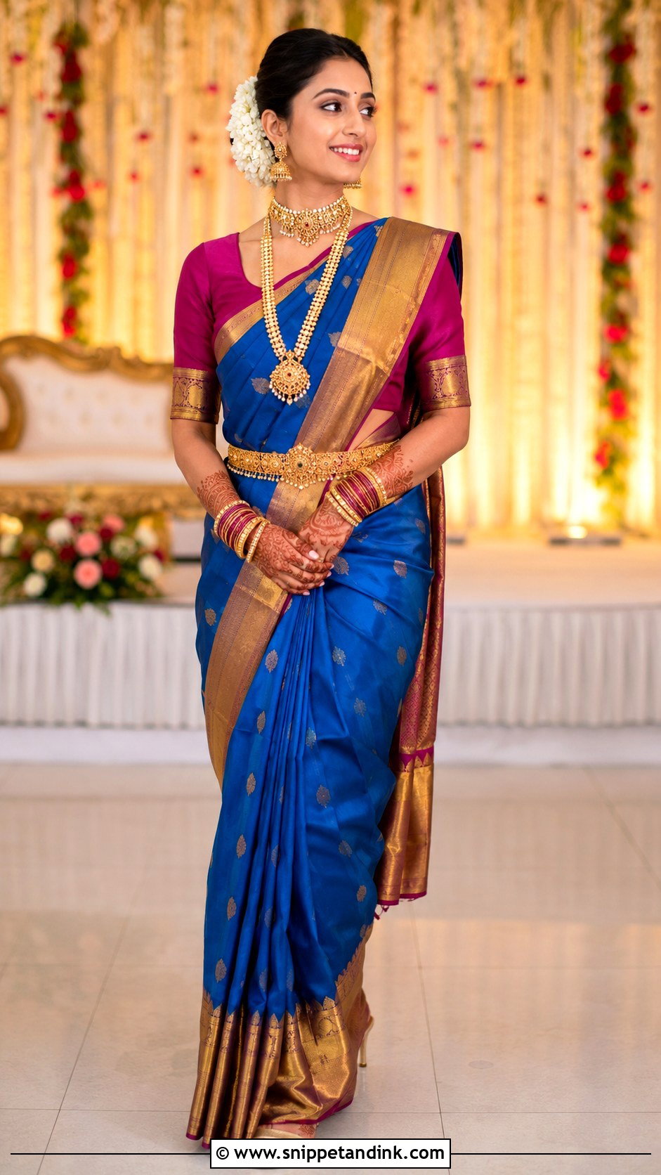 Blue Silk Saree Karnataka Bride - Snippet and Ink - 25 Karnataka Bride Ideas