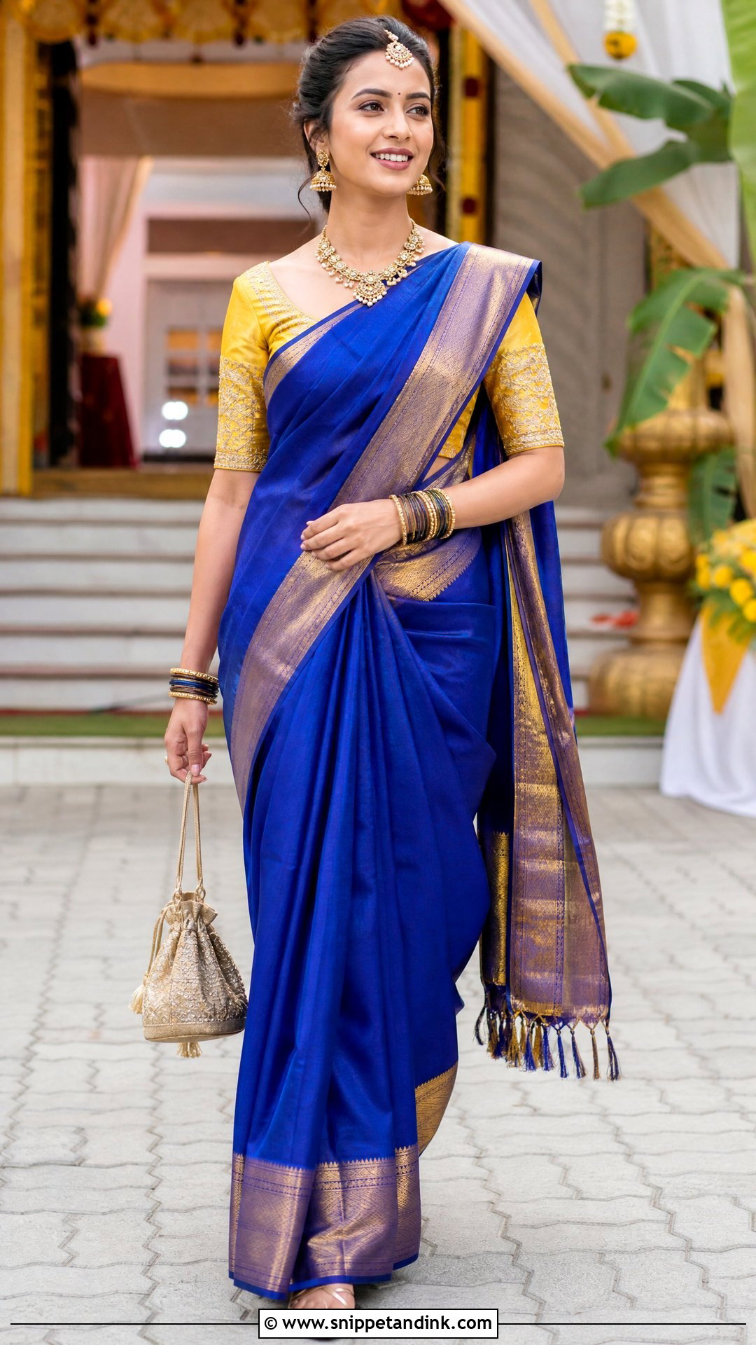 Blue Silk Saree Wedding Outfit - Snippet and Ink - 25 South Indian Wedding Outfits