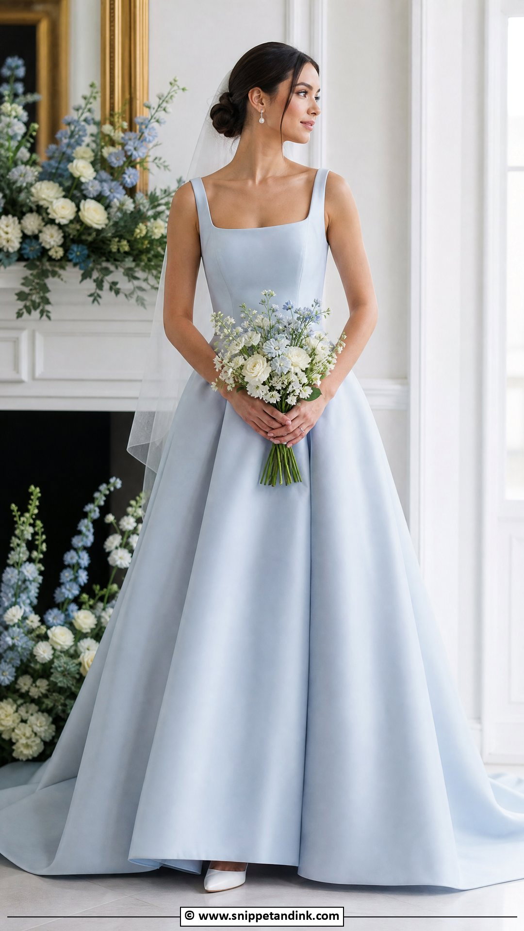Blue Square Neck Wedding Dress - Snippet and Ink - 35 Blue Wedding Dress Ideas