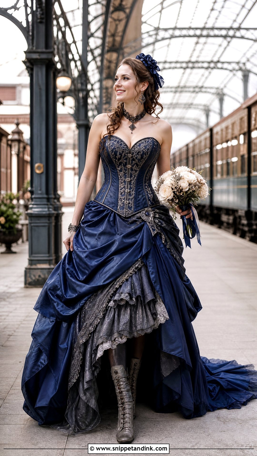 Blue Steampunk Wedding Dress - Snippet and Ink - 25 Steampunk Wedding Dress Ideas