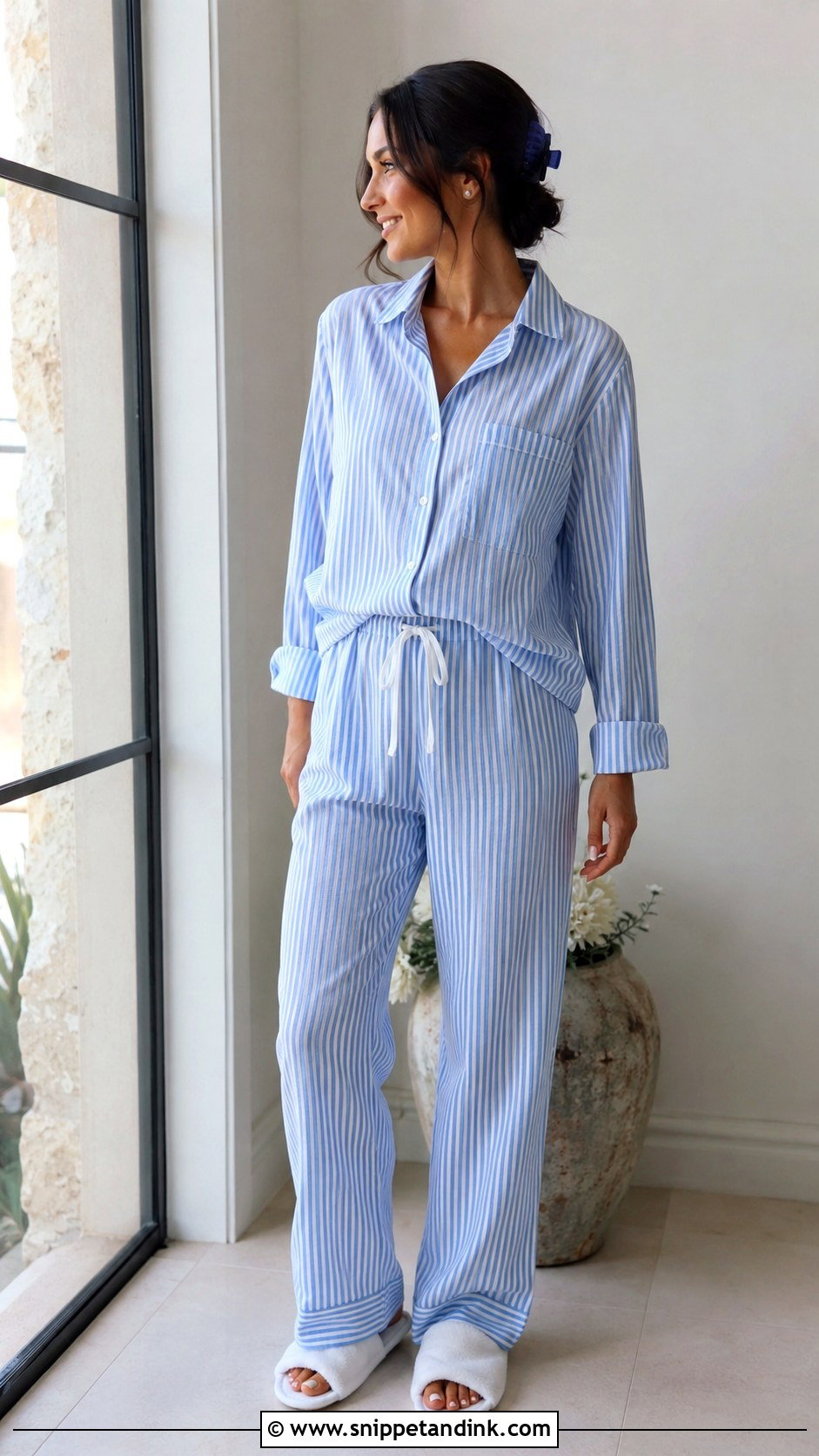 Blue Striped Wedding Pajamas - Snippet and Ink - 20 Wedding Pajamas Ideas