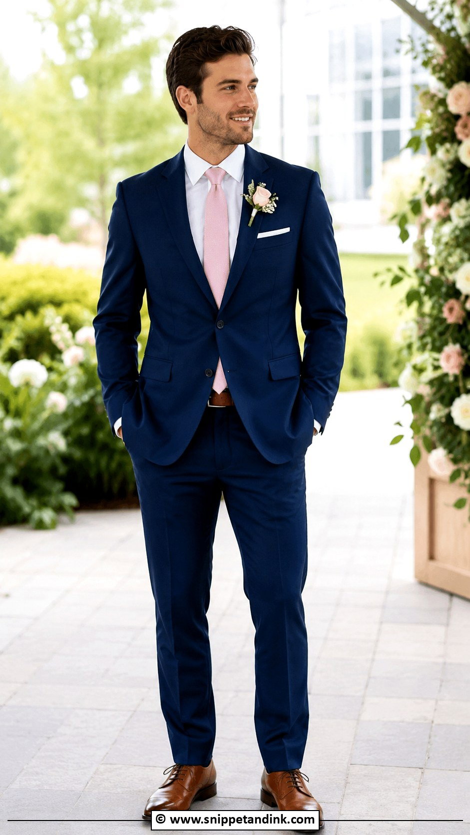 Blue Suit With Pink Tie - Snippet and Ink - 30 Blue Suit Wedding Ideas