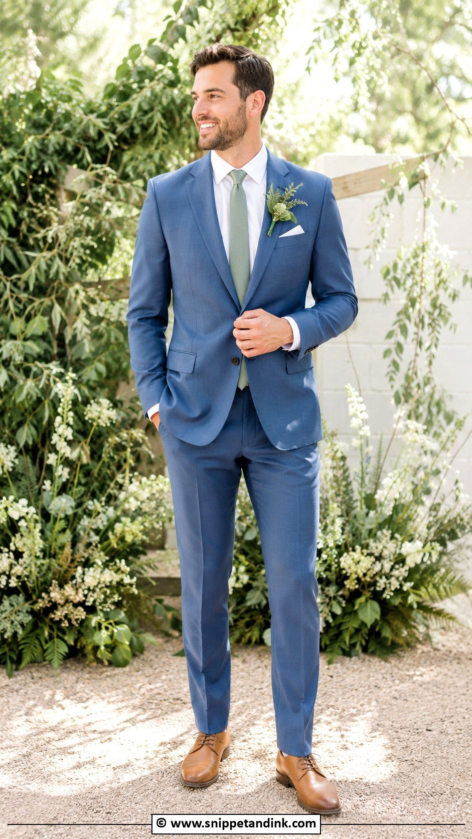 Blue Suit With Sage Green Tie - Snippet and Ink - 30 Blue Suit Wedding Ideas