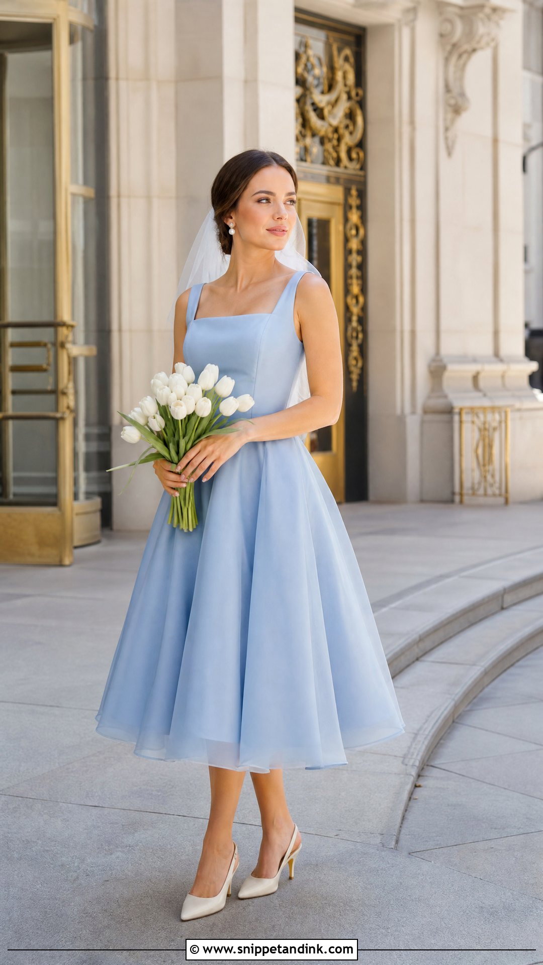 Blue Tea Length Bridal Dress - Snippet and Ink - 25 Blue Bridal Dress Ideas