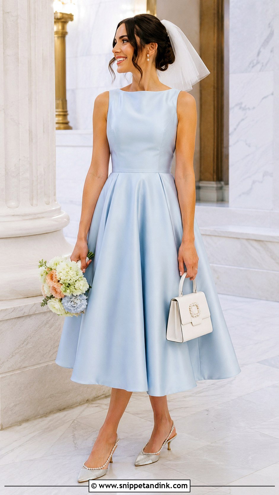 Blue Tea Length Bridal Gown - Snippet and Ink - 20 Blue Bridal Gown Ideas