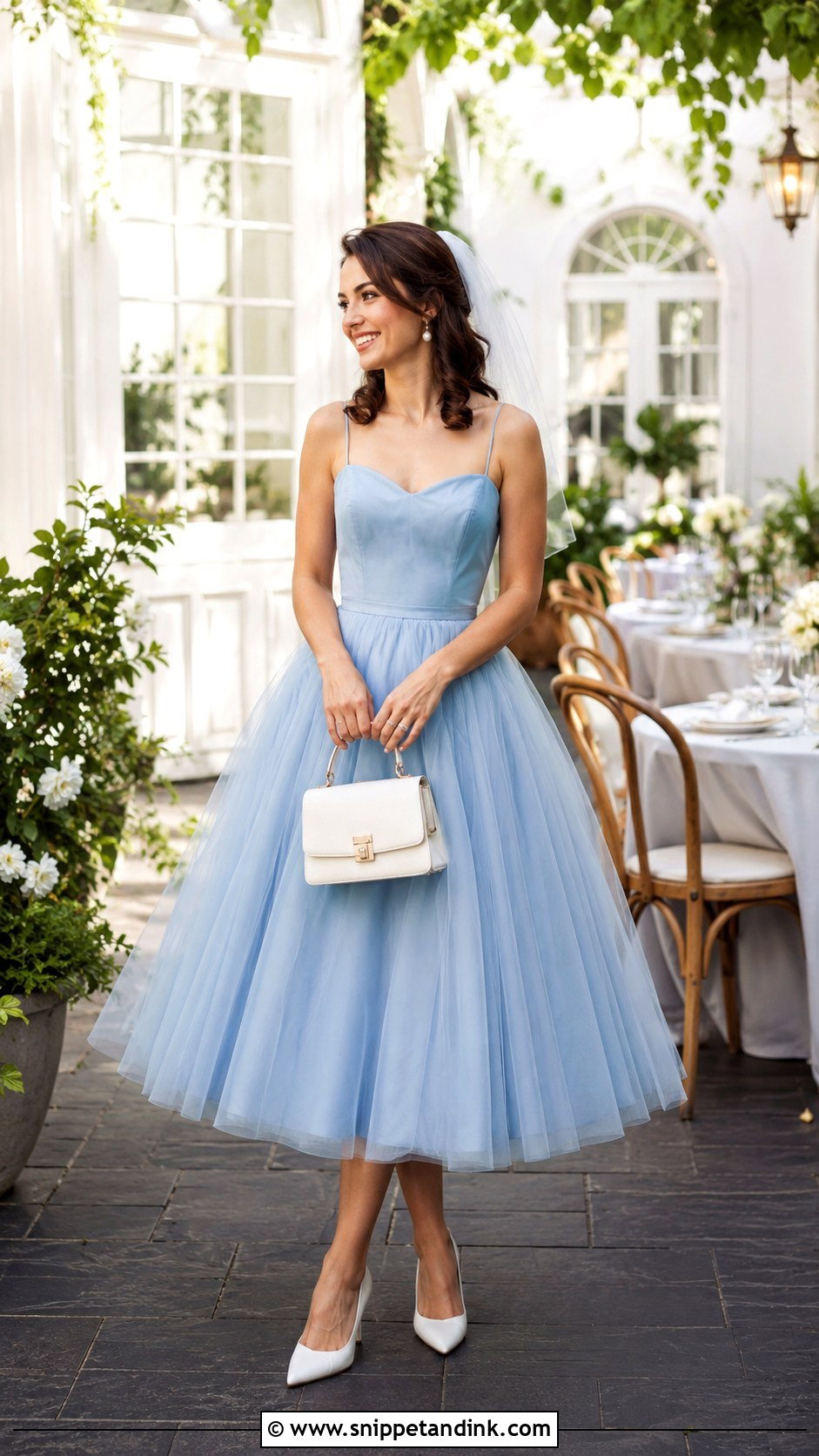 Blue Tea Length Wedding Dress - Snippet and Ink - 25 Blue Wedding Gowns